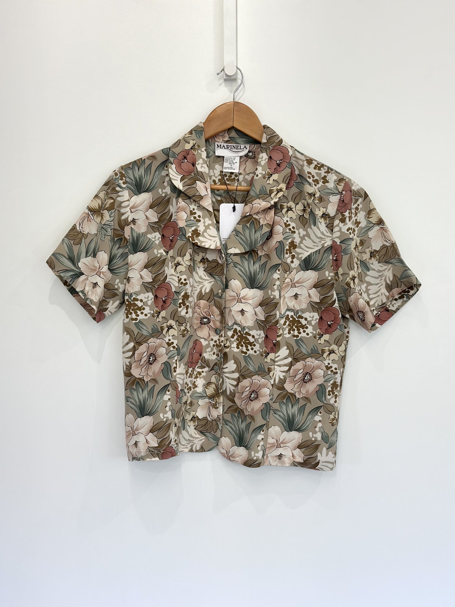 Blusa floral vintage Marinela - P Bege tamanho P - foto principal