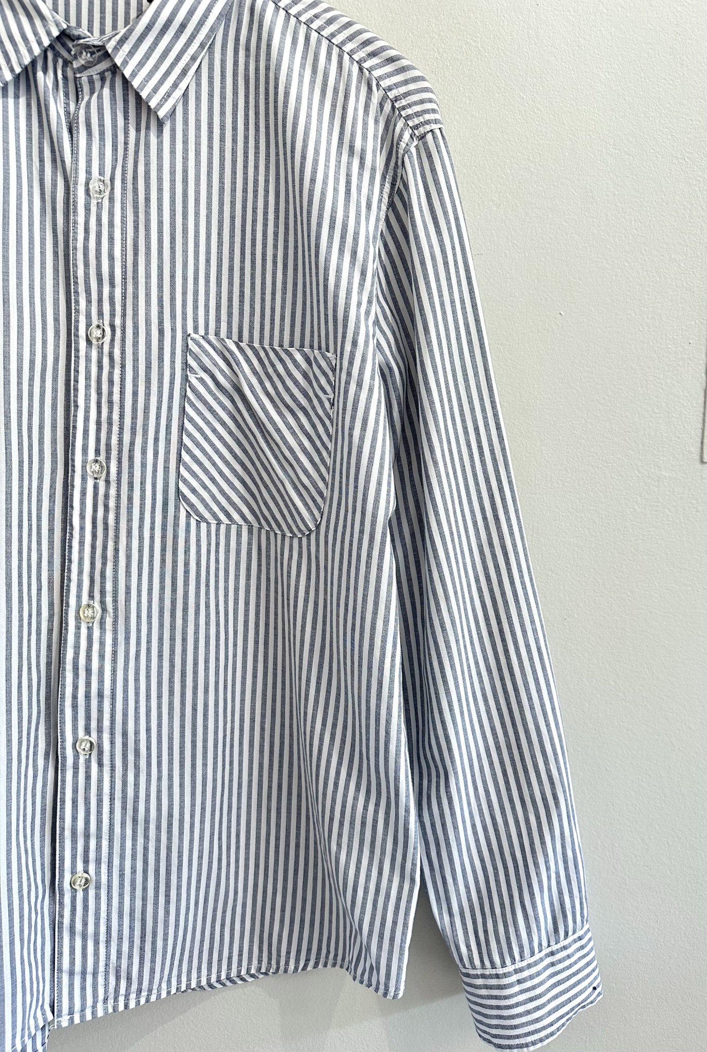Camisa listrada azul e branco Hering - G branco, azul tamanho G - vista adicional 5