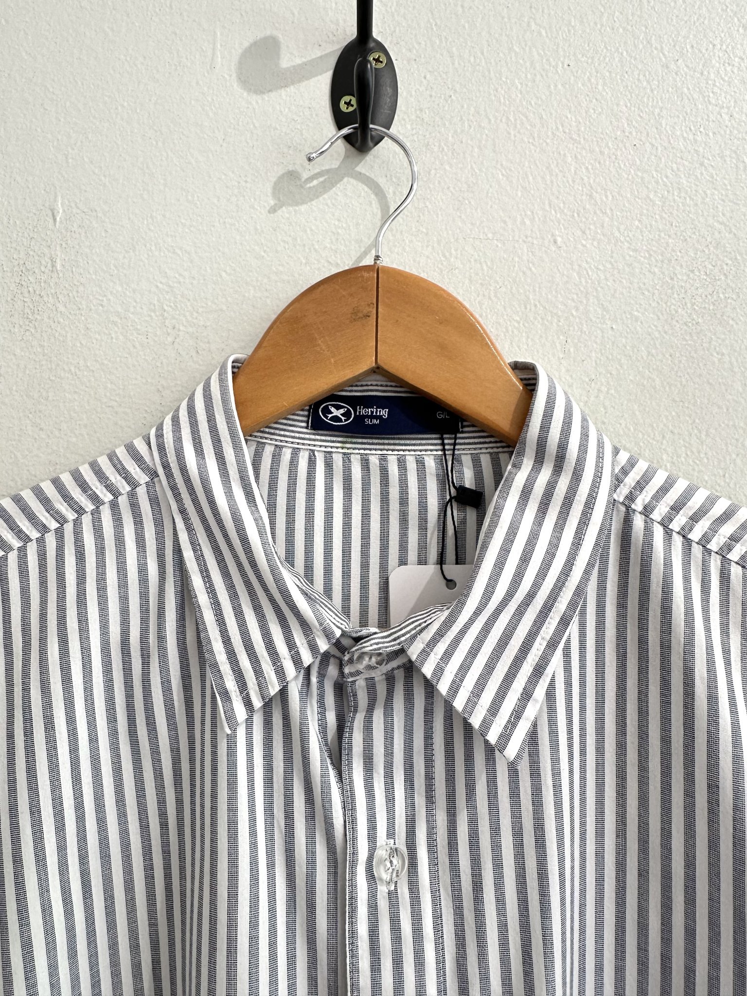Camisa listrada azul e branco Hering - G branco, azul tamanho G - vista adicional 6