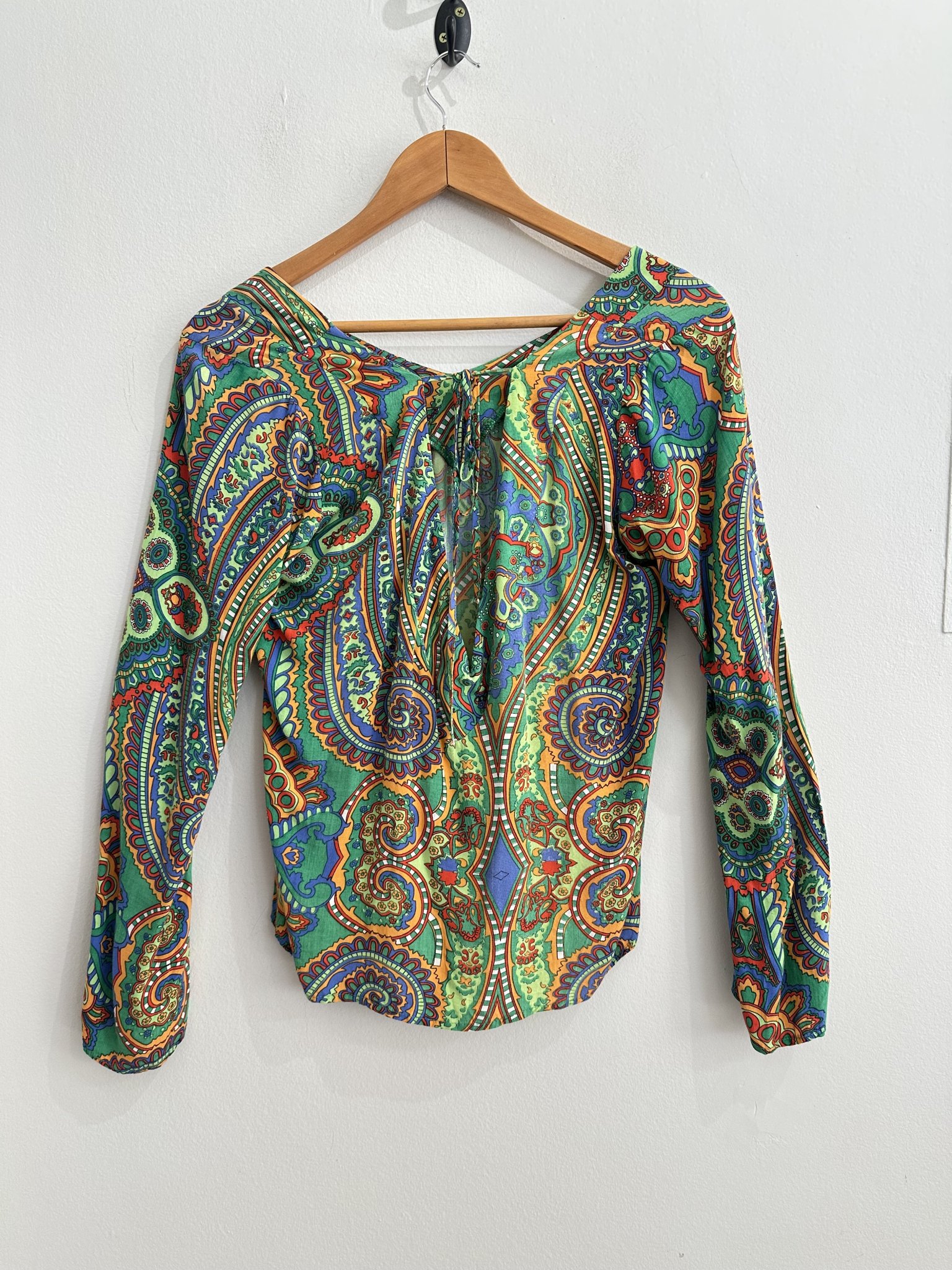 Blusa estampada payslei verde azul vermelho Sative viscose azul, vermelho, verde - vista adicional 4