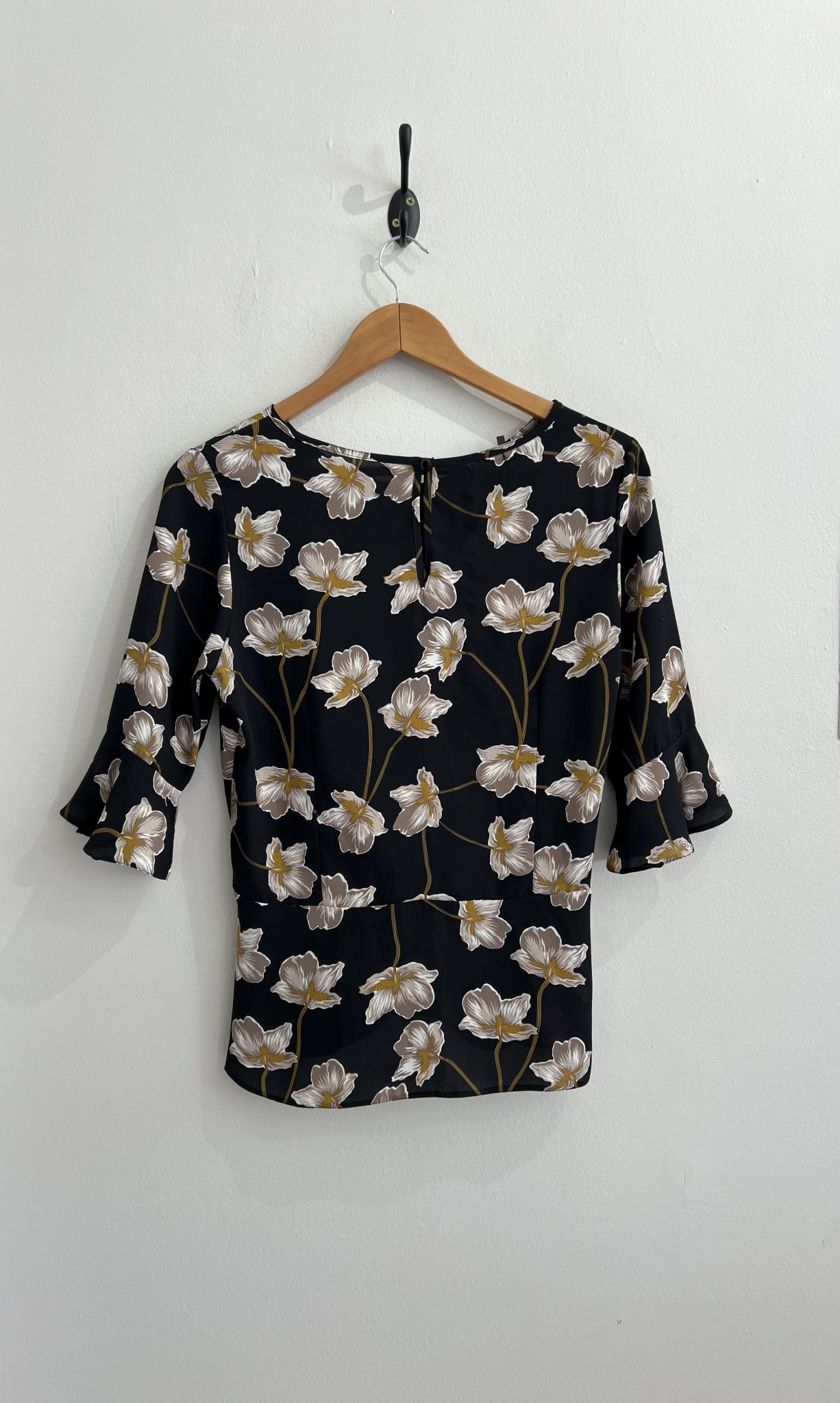 Blusa floral Maria Pinheiro - P Preto tamanho P - vista adicional 3