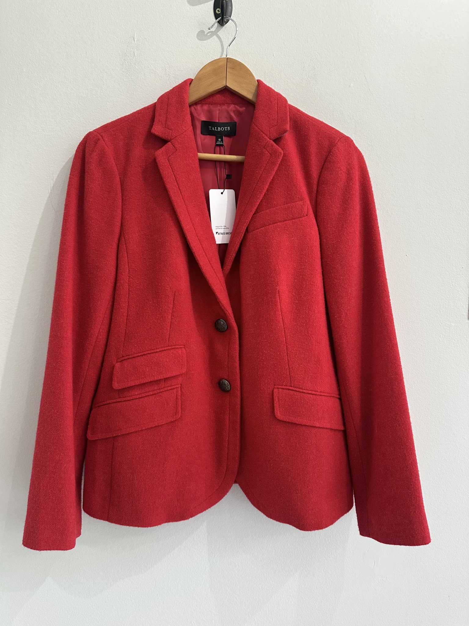 Blazer lã vermelha Talbots curto - M Vermelho tamanho M - foto principal