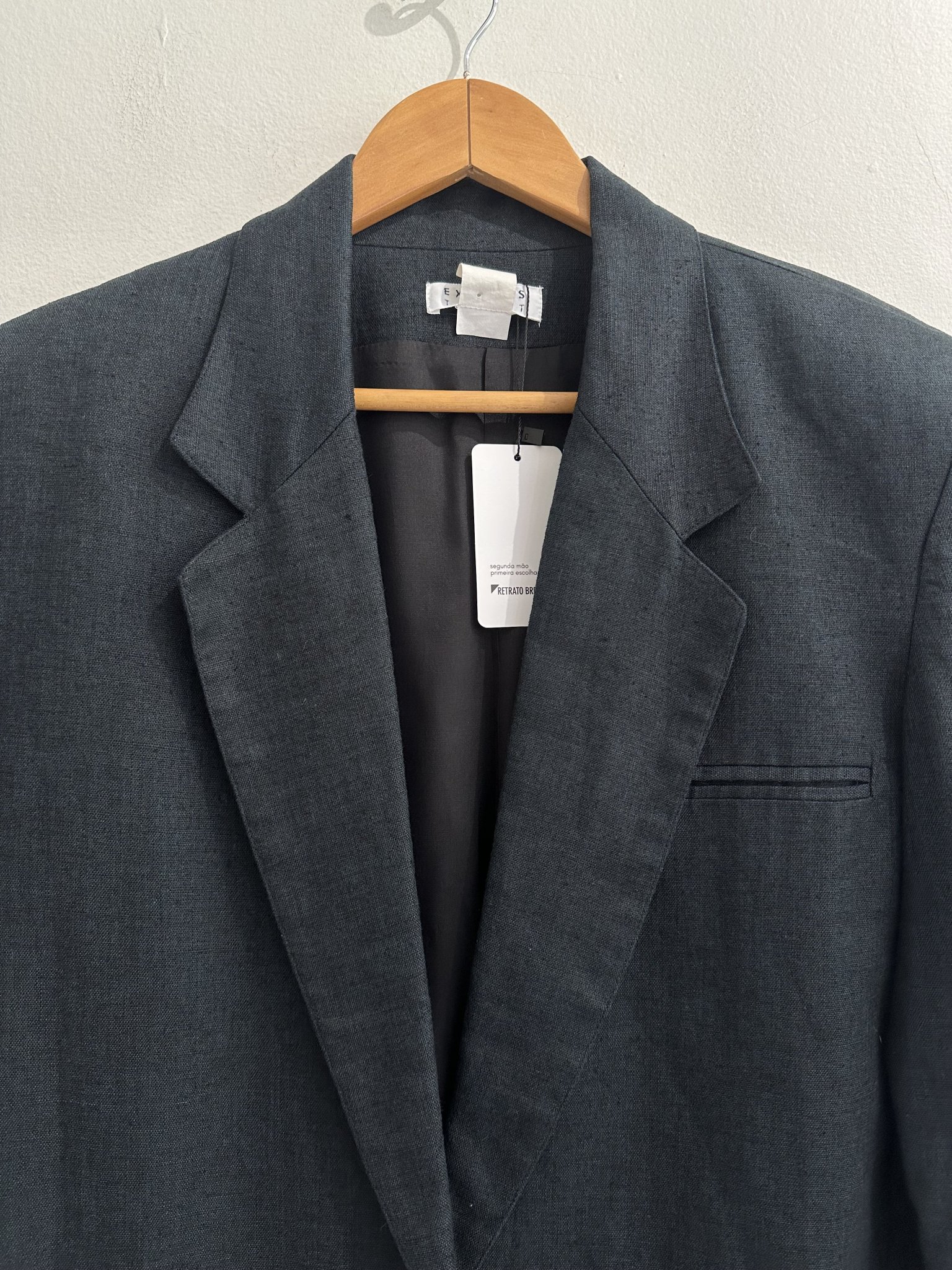 Blazer chumbo cinza Express Tricô linho viscose - M tamanho M - vista adicional 2
