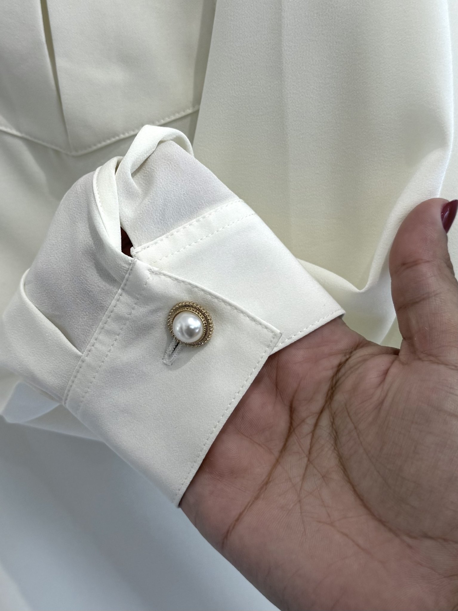Camisa creme de botões perolado vintage Canda - M tamanho M - vista adicional 3