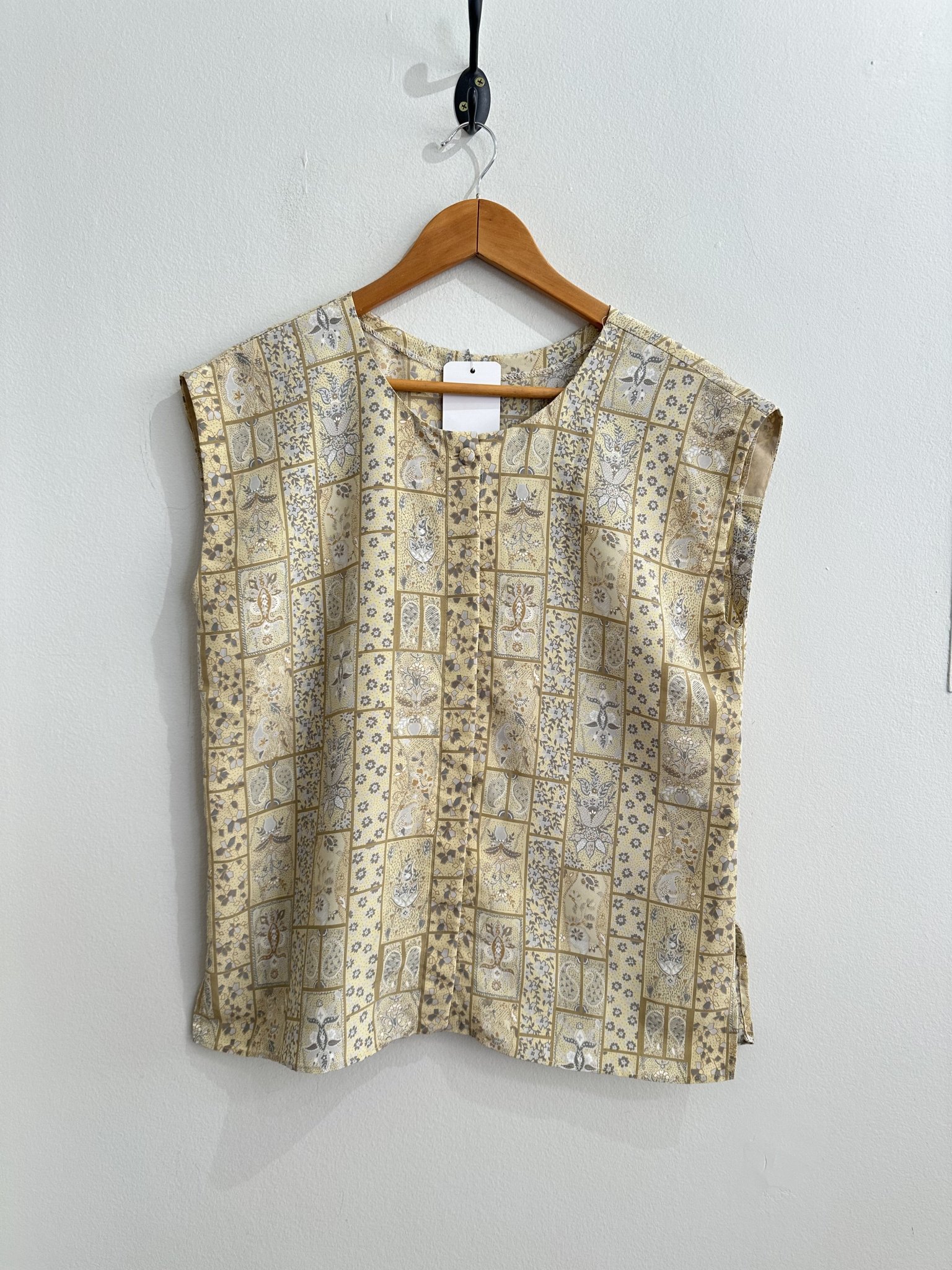 Blusa creme estampa floral s/manga vintage s/marca - M Bege tamanho M - foto principal