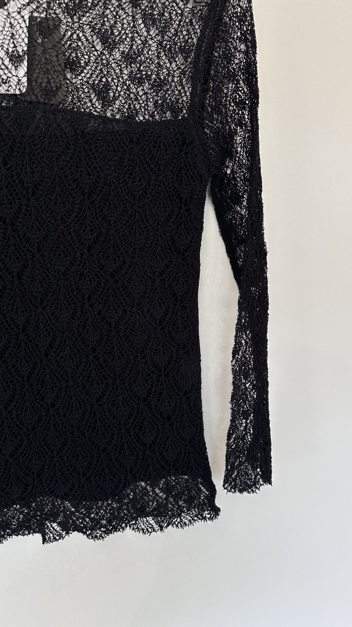 Blusa preta rendada Julia Tricô - P preto tamanho P - vista adicional 2