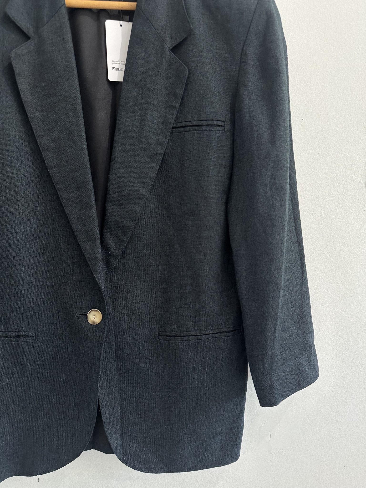 Blazer chumbo cinza Express Tricô linho viscose - M tamanho M - vista adicional 3
