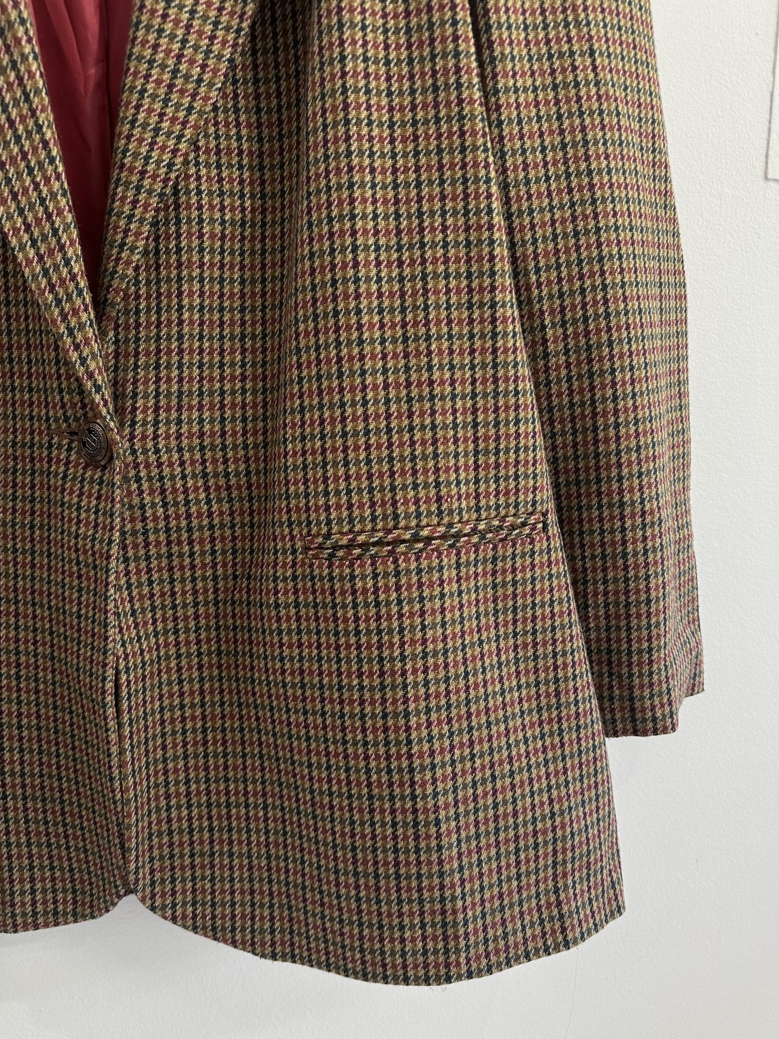 Blazer pied de poule colorido rosa verde caramelo SagHarbor - GG rosa, verde, marrom tamanho GG - vista adicional 3