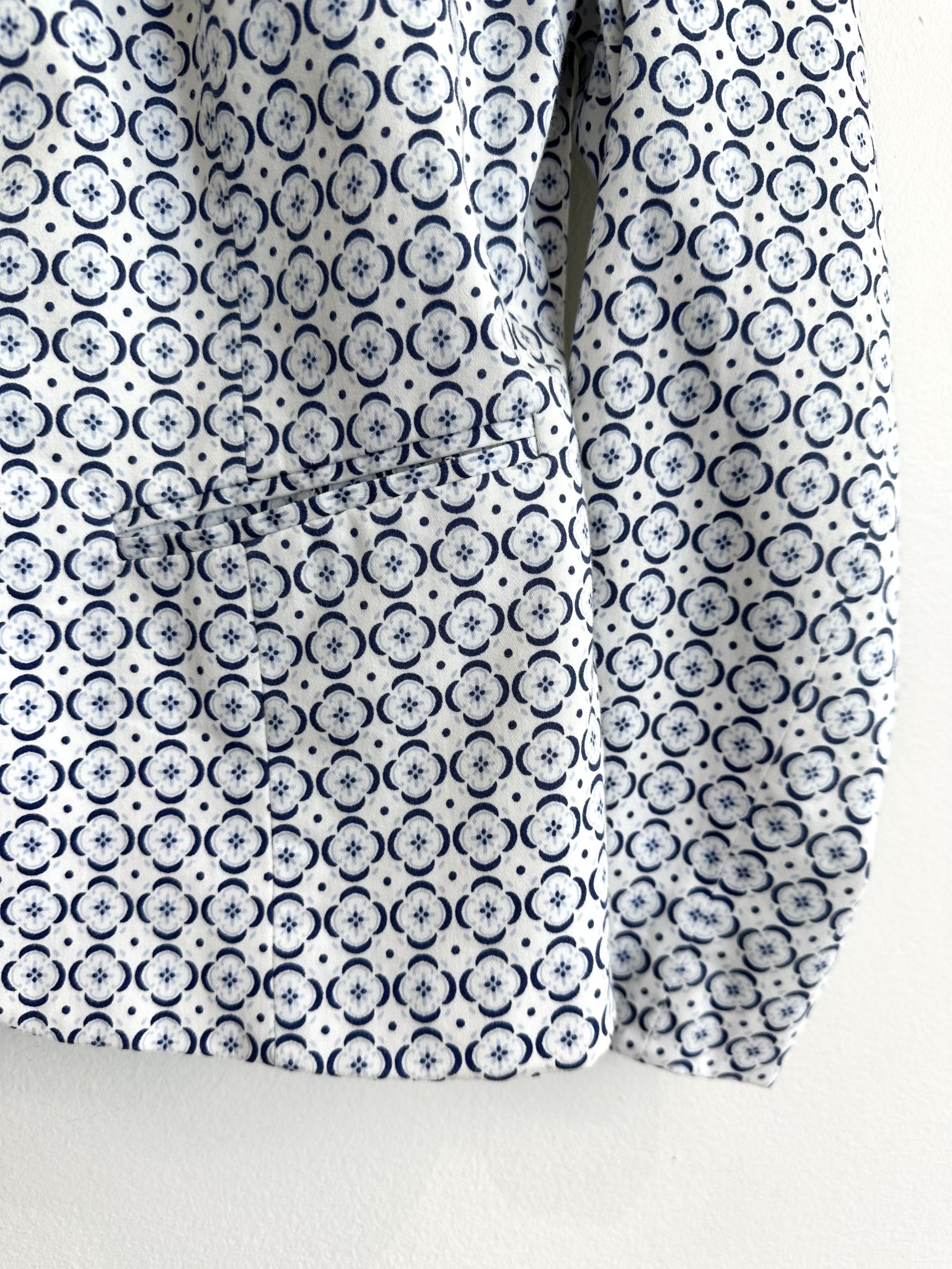 Blazer azul e branco estampa flor grega YSC - 38 branco, azul tamanho 38 - vista adicional 5
