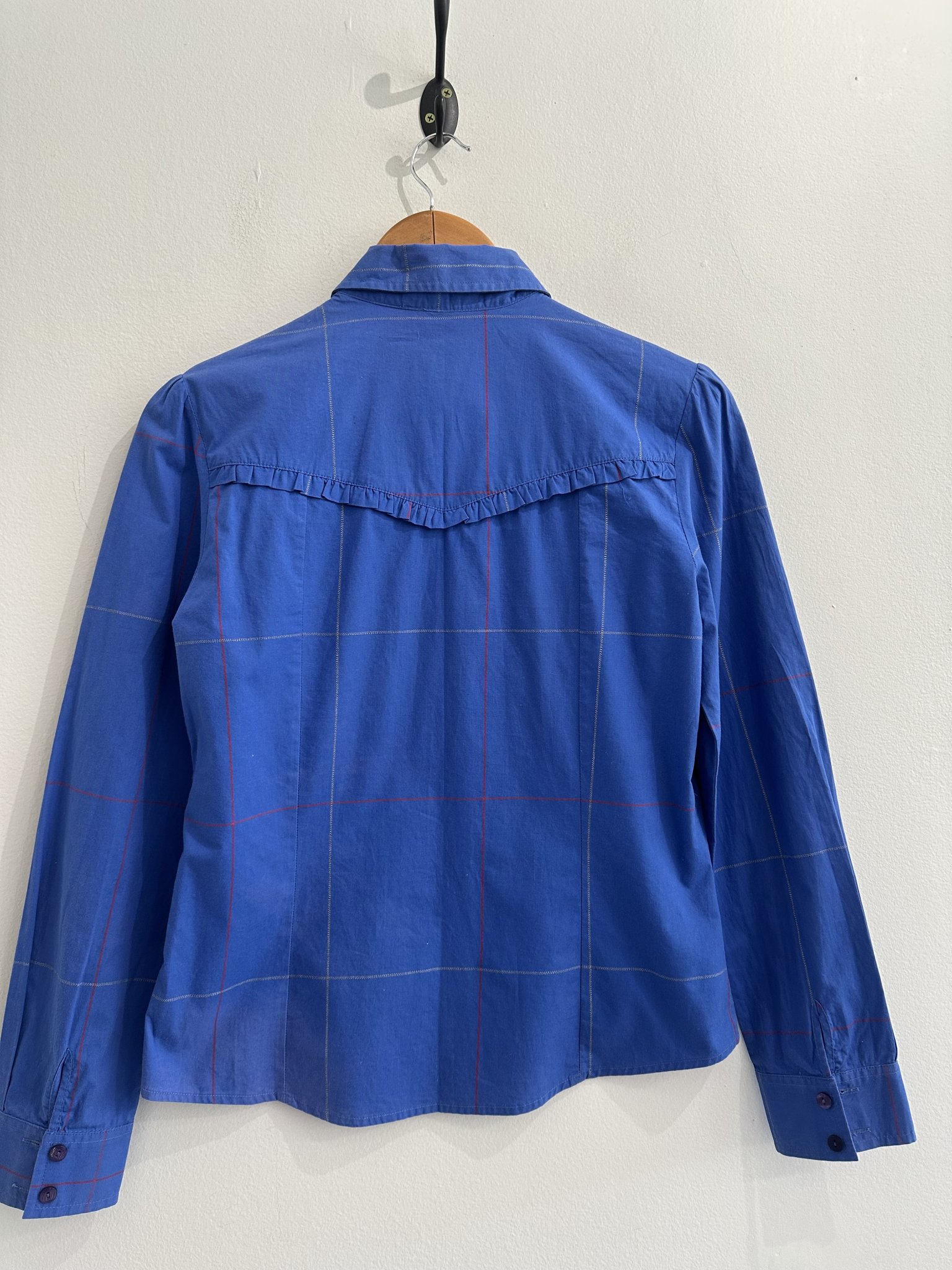 Camisa azul quadriculada e babadinhos - 38 tamanho 38 - vista adicional 3