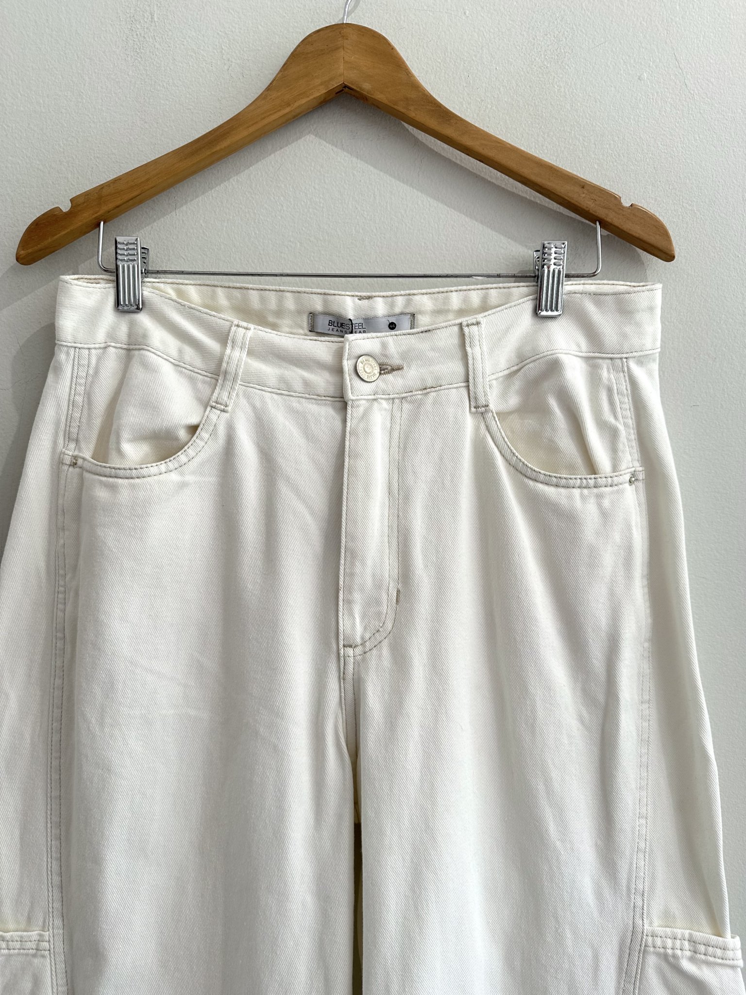 Calça jeans pantalona off white Bluesteel - 44 branco tamanho 44 - vista adicional 2