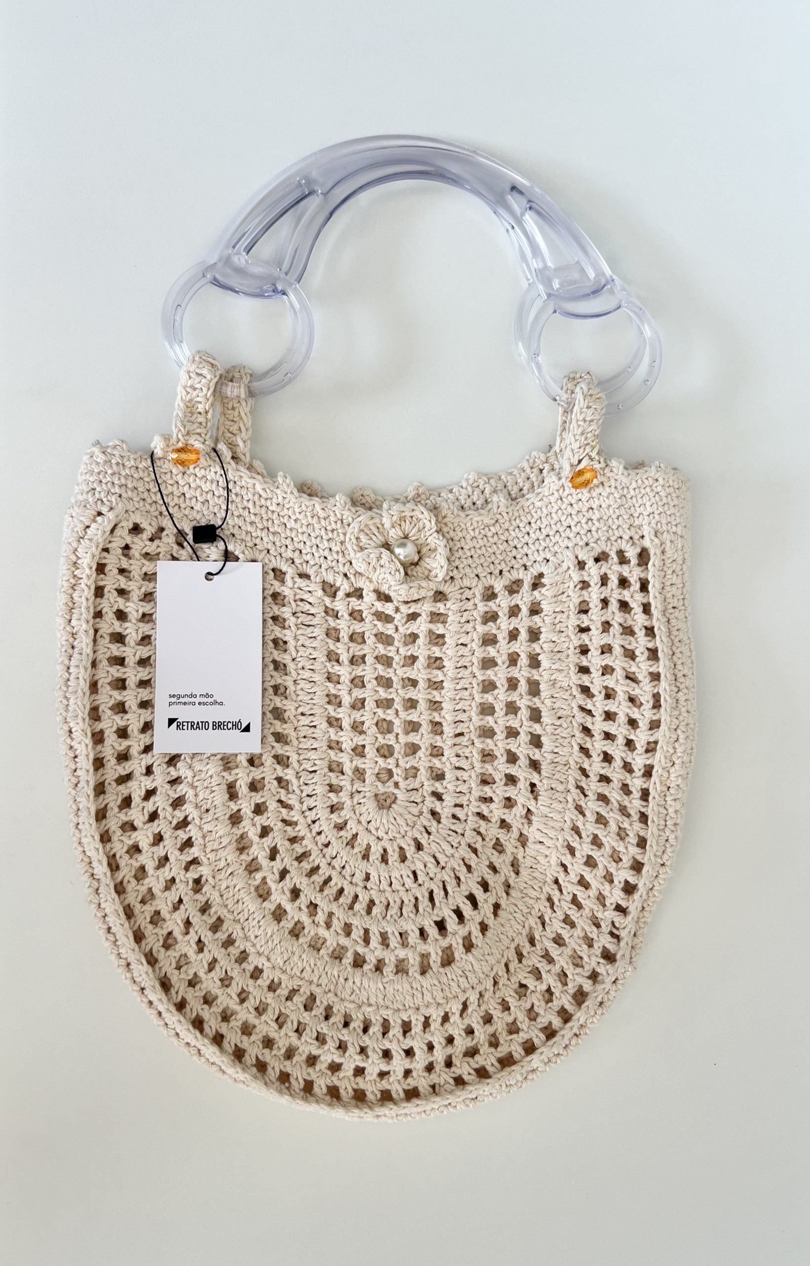 Bolsa crochê alça acrílica