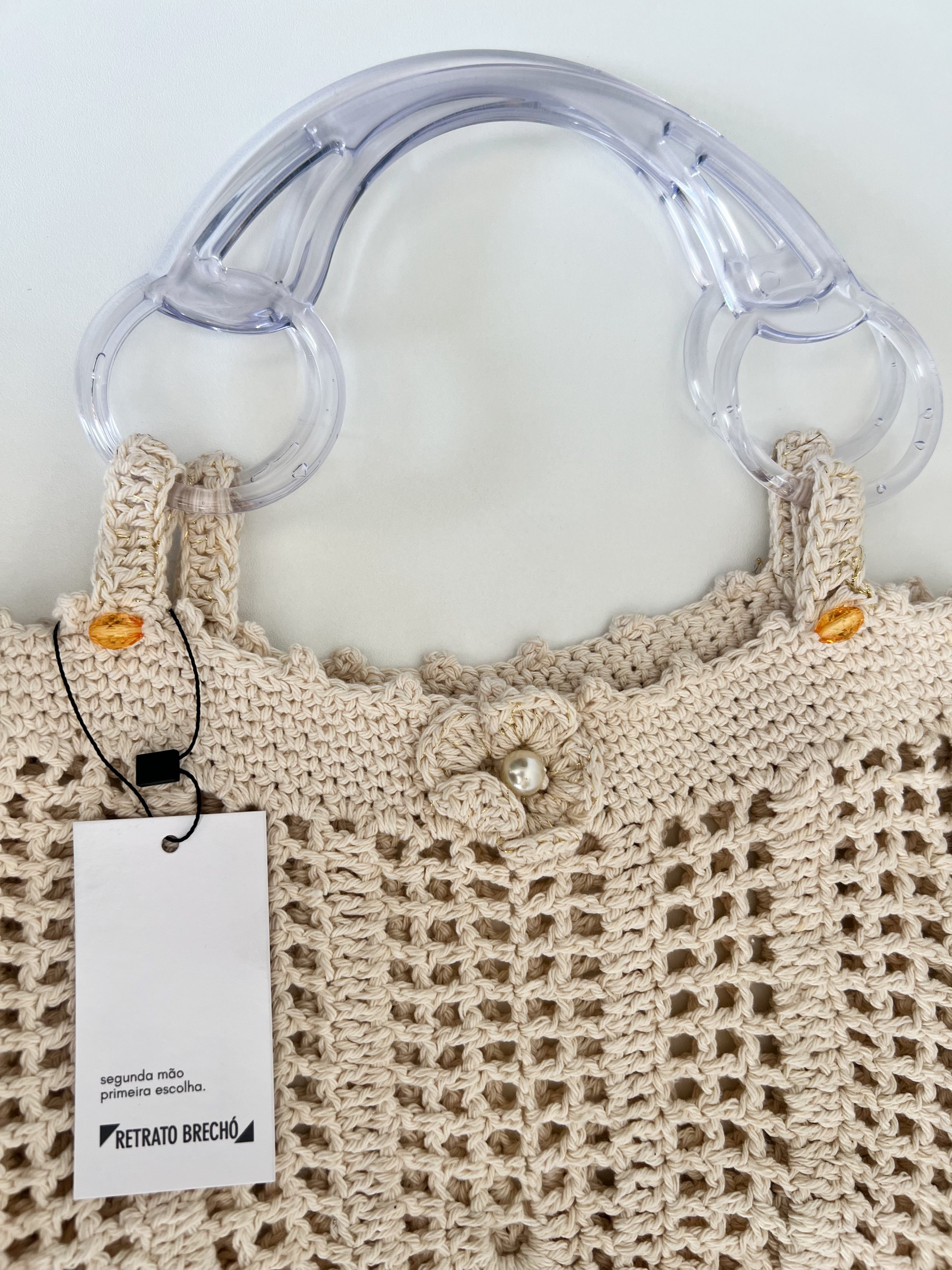 Bolsa crochê alça acrílica Sem marca Bege - 12498-4