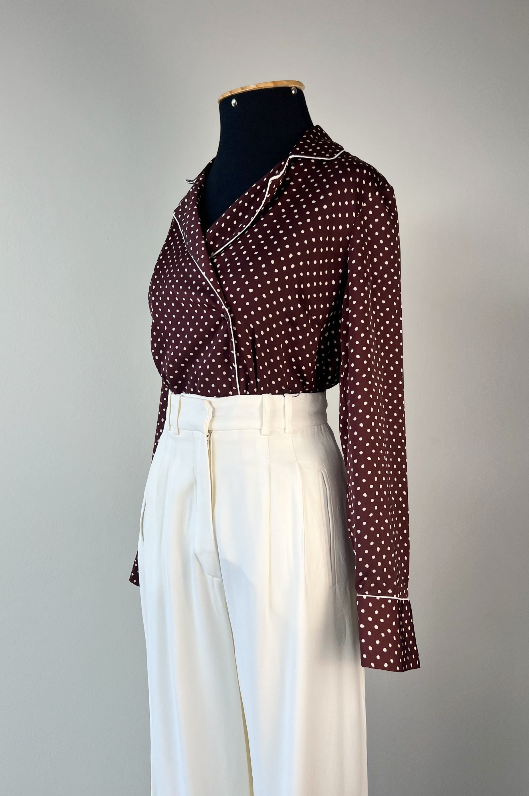 Camisa polkas transpassada marrom  Zara- P/M