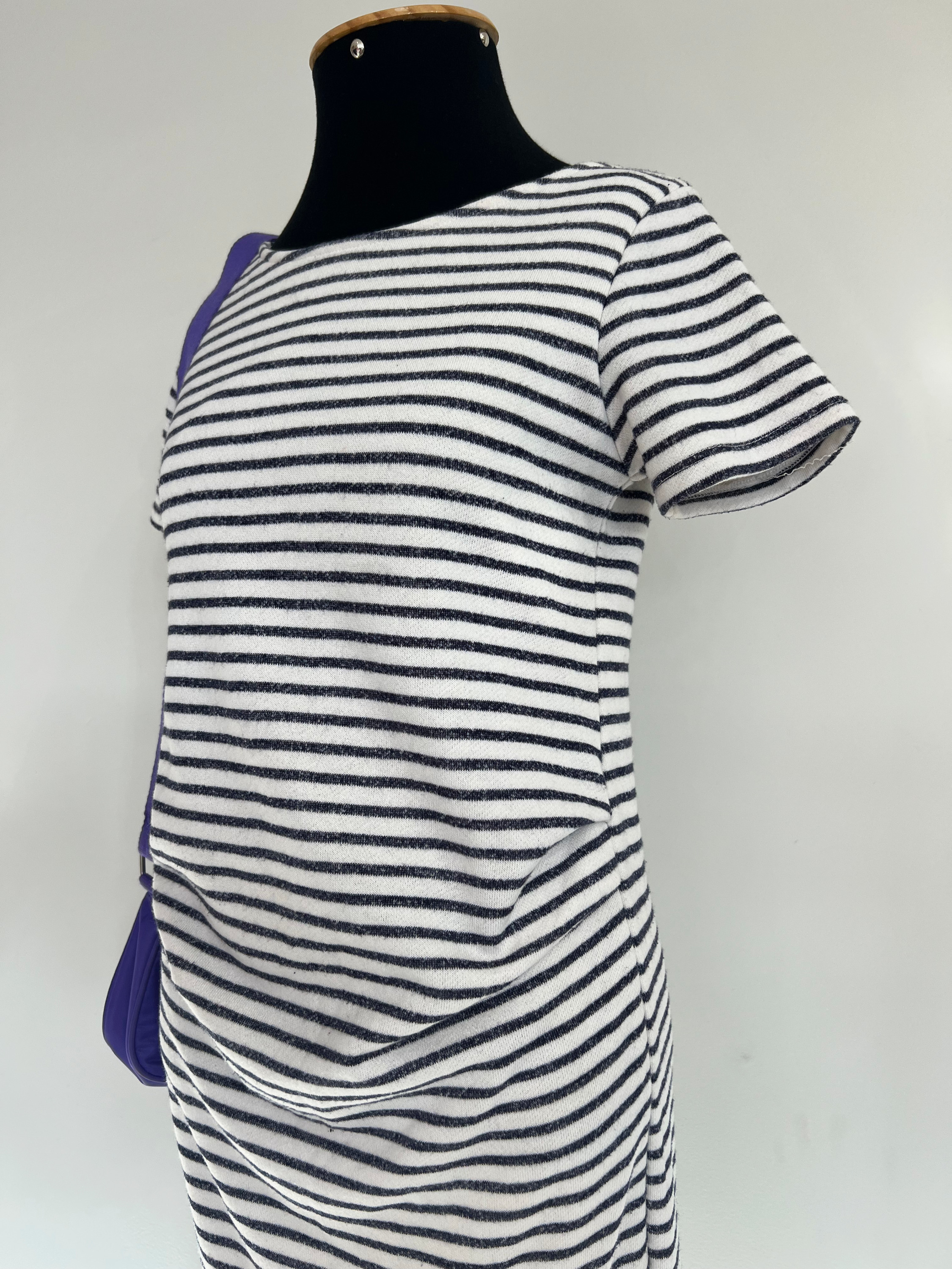 Vestido manga curta listrado no azul e branco de algodão PinkBlush P Sem marca Azul, Branco - 14976-4