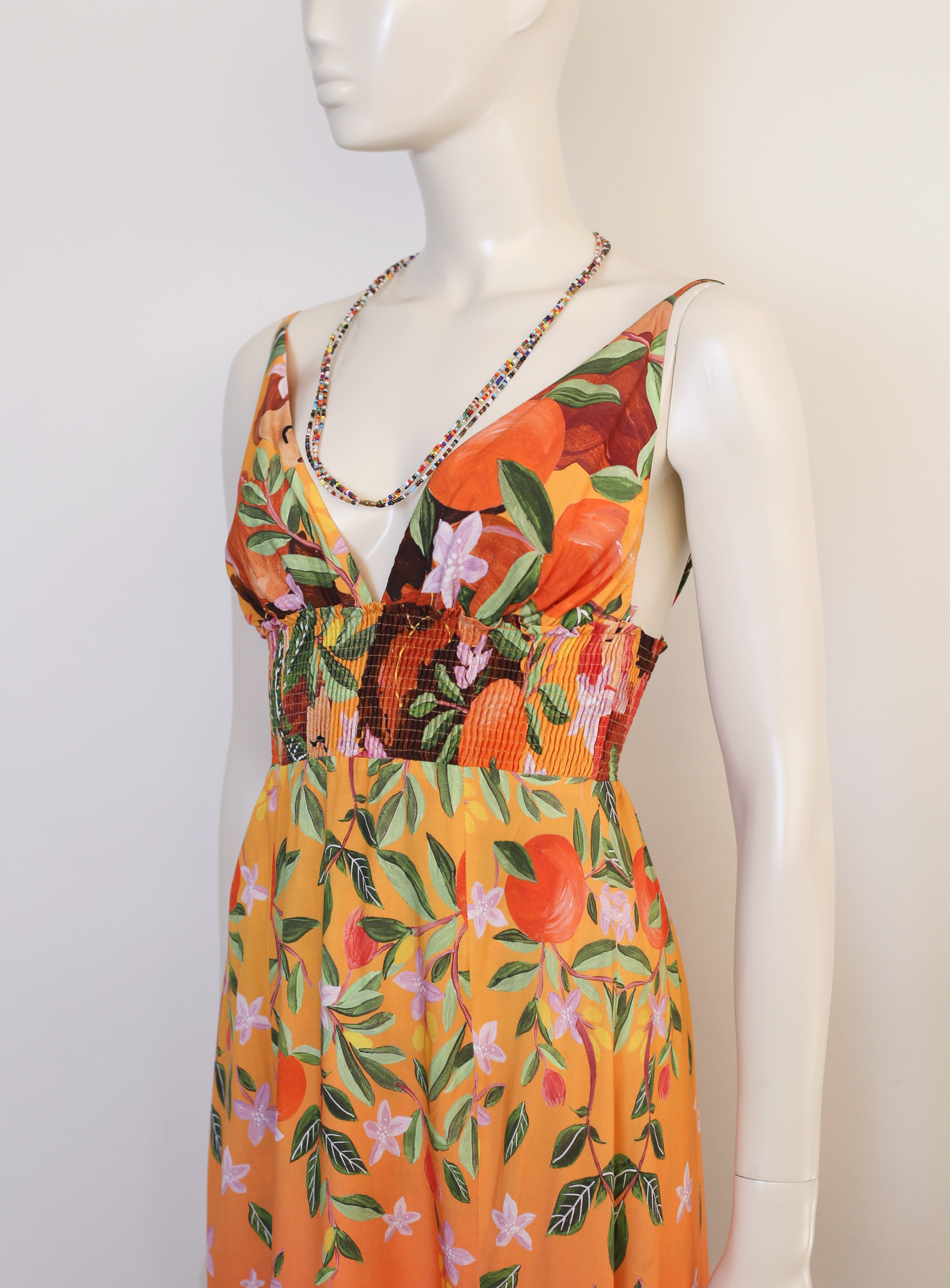 Vestido estampado fundo laranja Lez a Lez, P - 16609-3