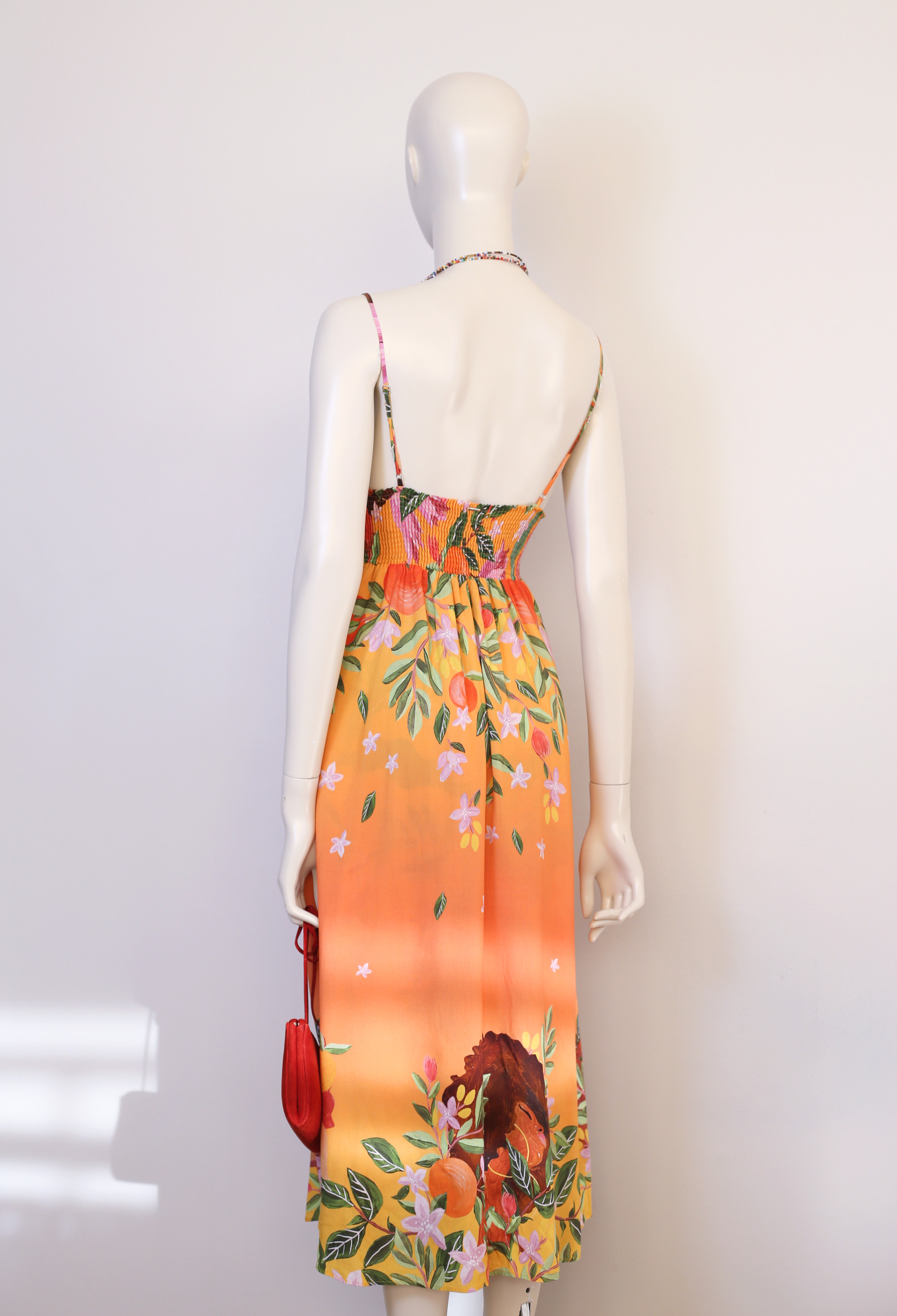 Vestido estampado fundo laranja Lez a Lez, P - 16609-4
