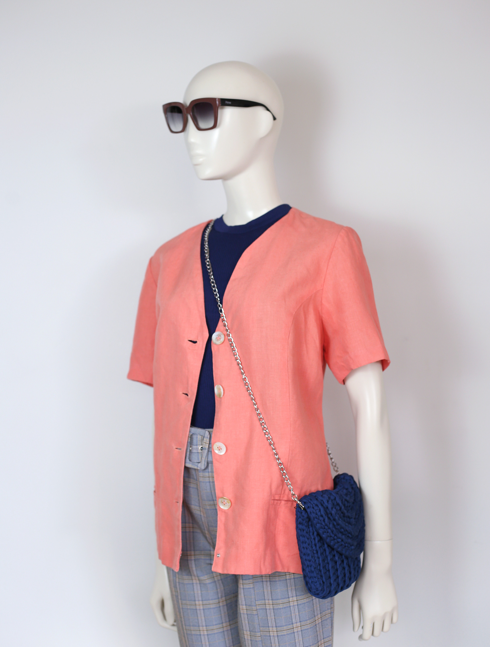 Blazer coral de linho vintage, M