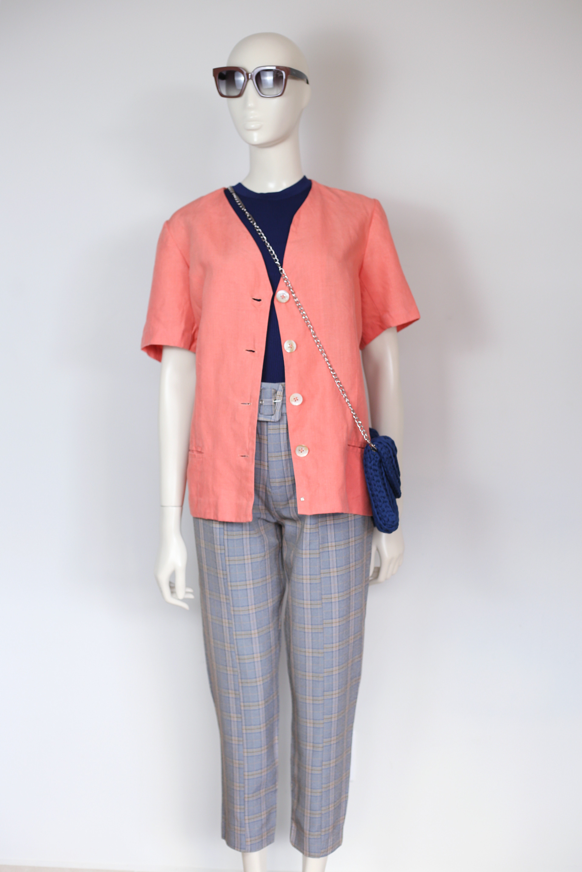 Blazer coral de linho vintage, M Sem marca Rosa - 17014-2