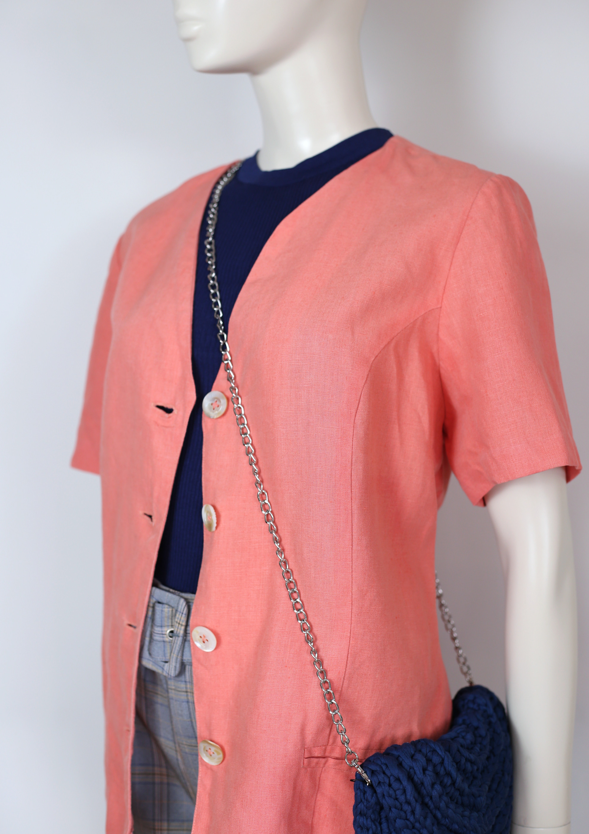 Blazer coral de linho vintage, M Sem marca Rosa - 17014-3