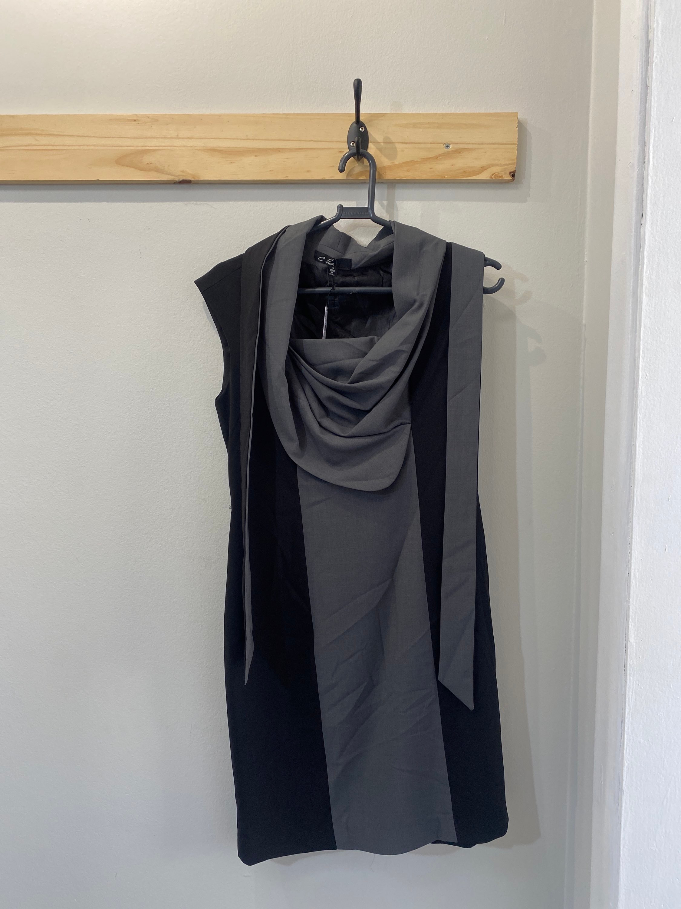 Vestido duo social preto e cinza com plissado no busto C.Luce Sem marca preto, cinza - 17062-1