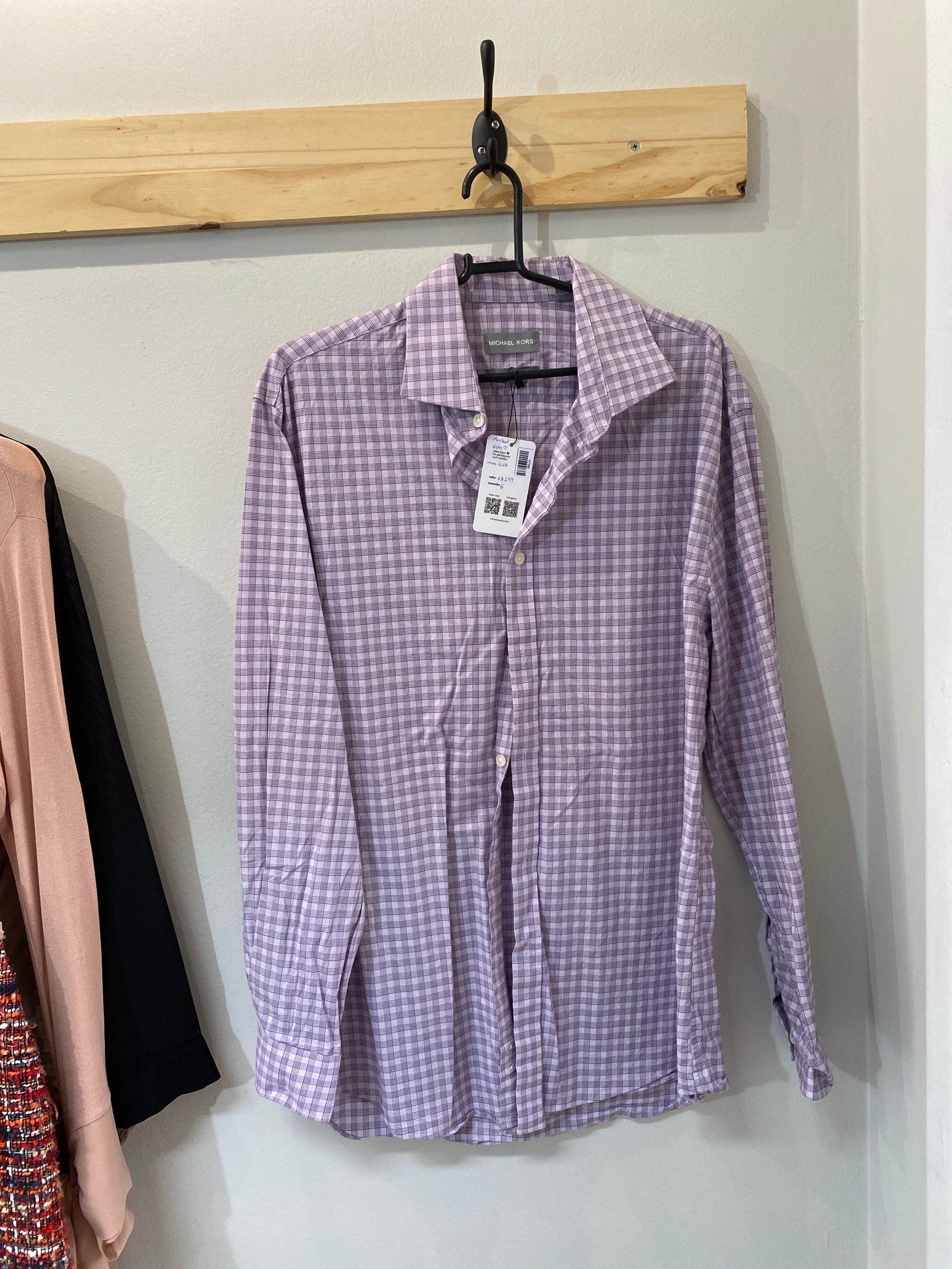 Camisa quadriculada roxa Michael Kors m/longa de algodão Roxo - 17180-1