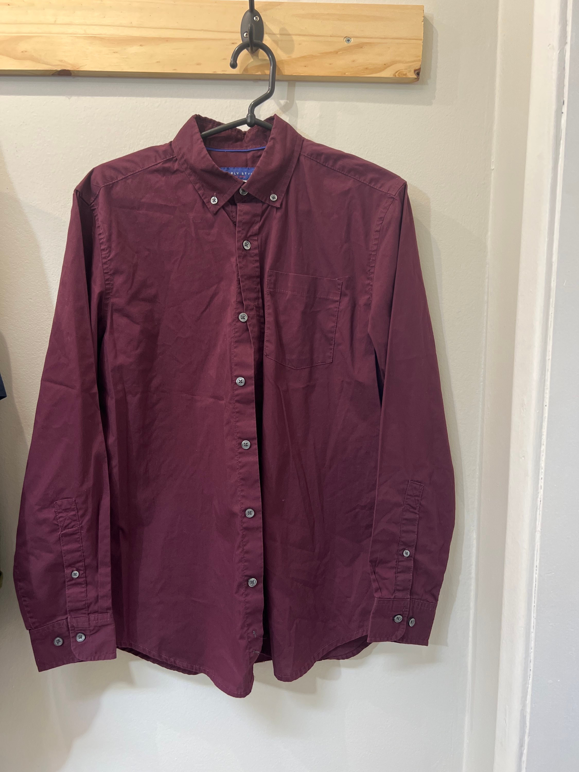 Camisa vinho Simply Styled m/longa de algodão - masc Sem marca - 17891-1