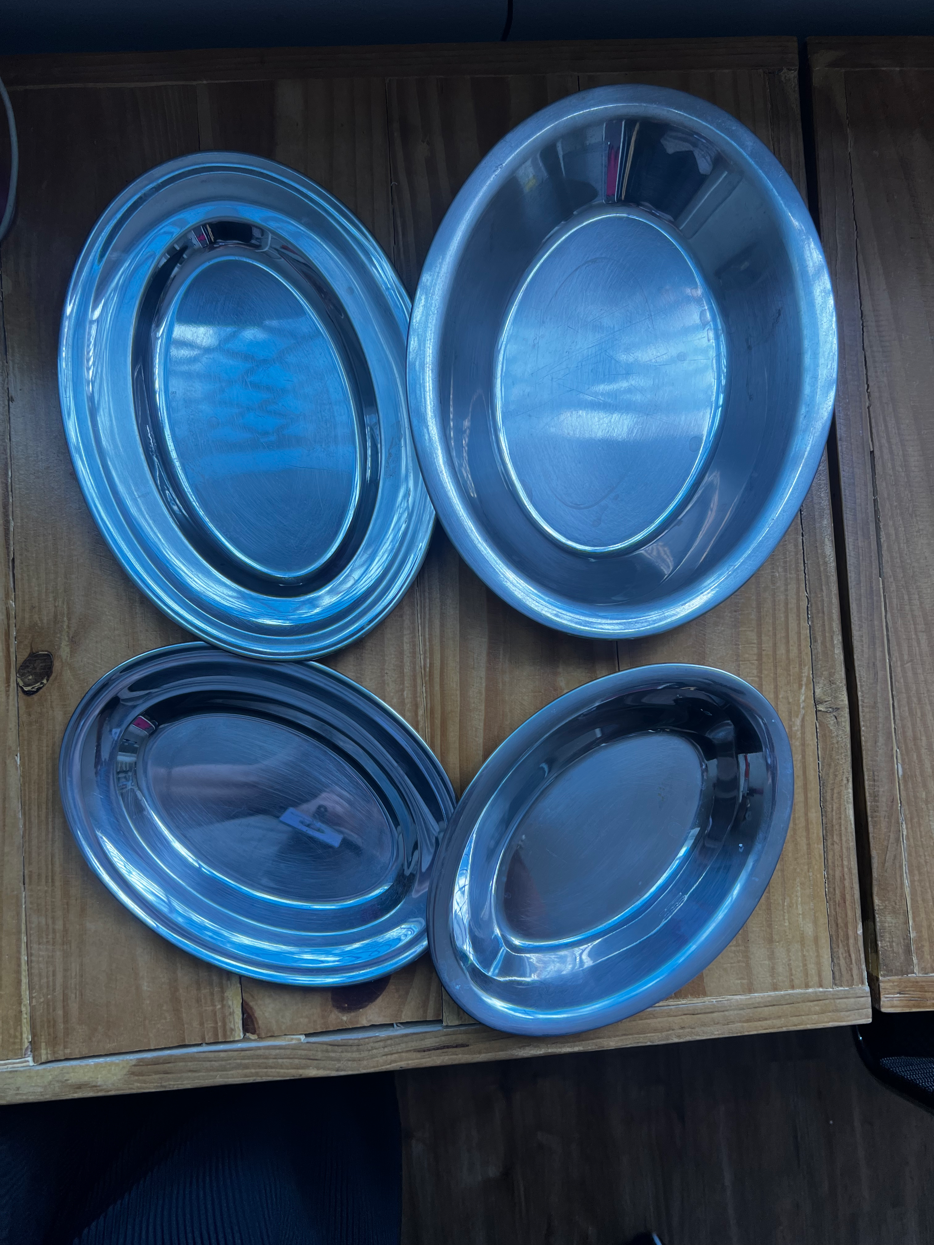 Kit de travessas ovais de inox vintage Sem marca Azul - 18149-1