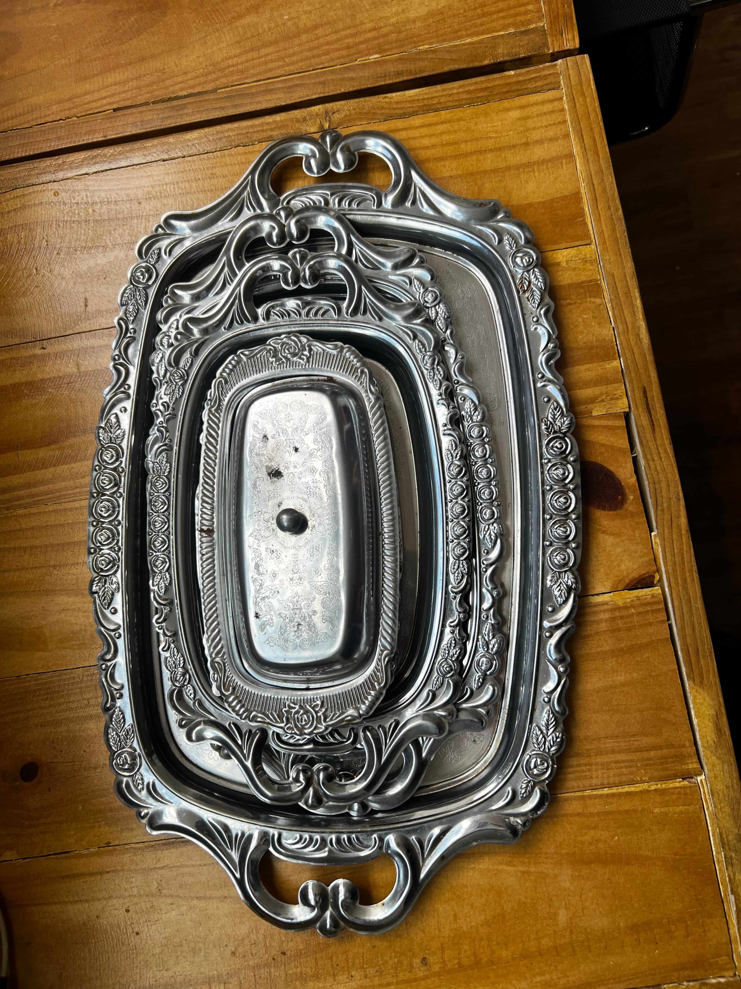 Conjunto de aço inox vintage Pavão - sinais de ferrugem Sem marca Cinza - 18154-1