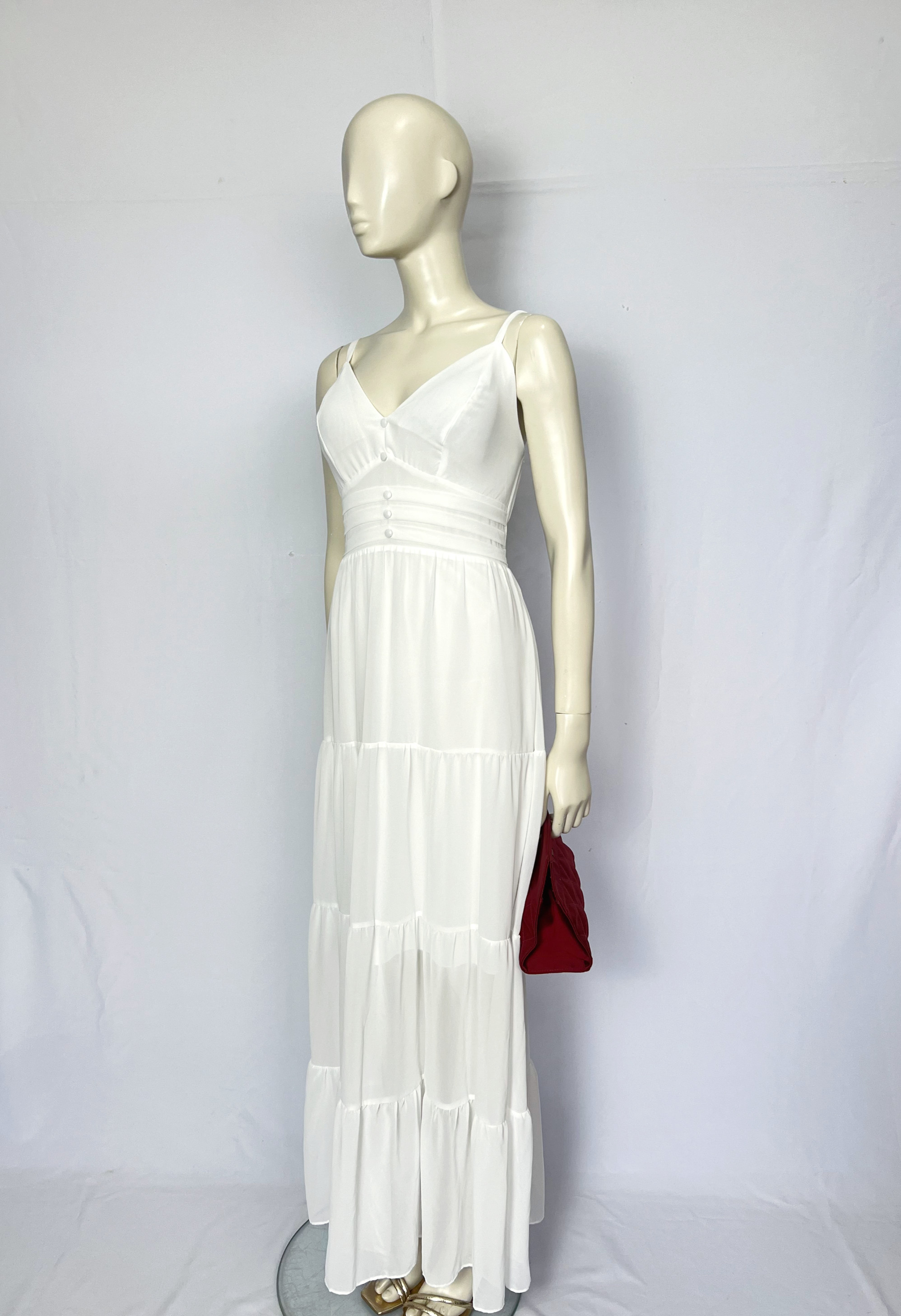 Vestido branco de alça com bojo Joana