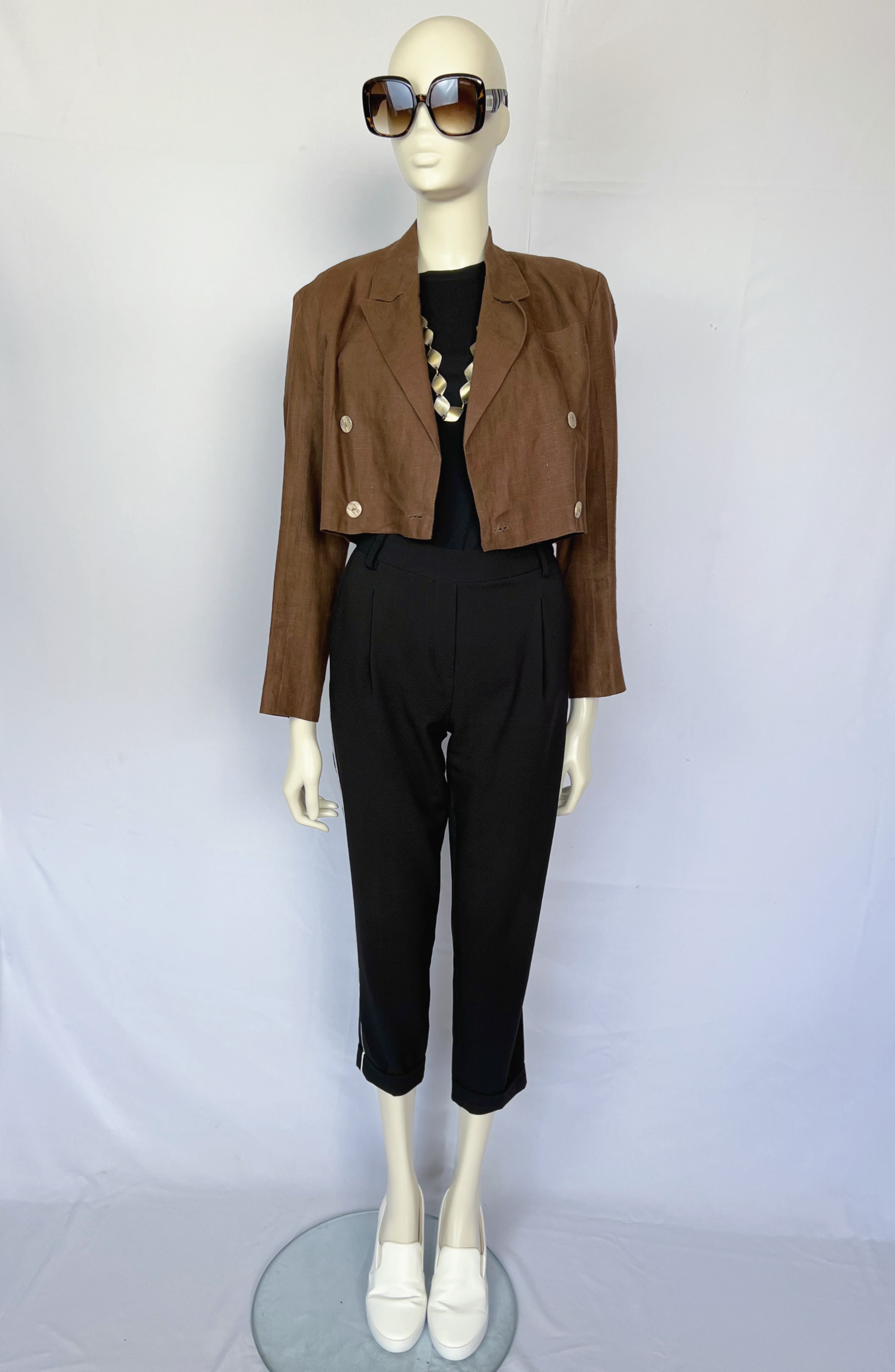 Blazer llinho vintage Heloisa Machado - M Sem marca Marrom, Preto, Laranja tamanho M - 18376-3