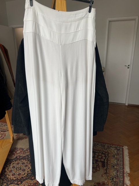 Calça pantalona branca de viscose Handbook, P Sem marca Branco - foto principal