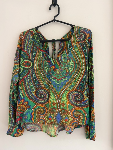 Blusa estampada payslei verde azul vermelho Sative viscose azul, vermelho, verde - foto principal