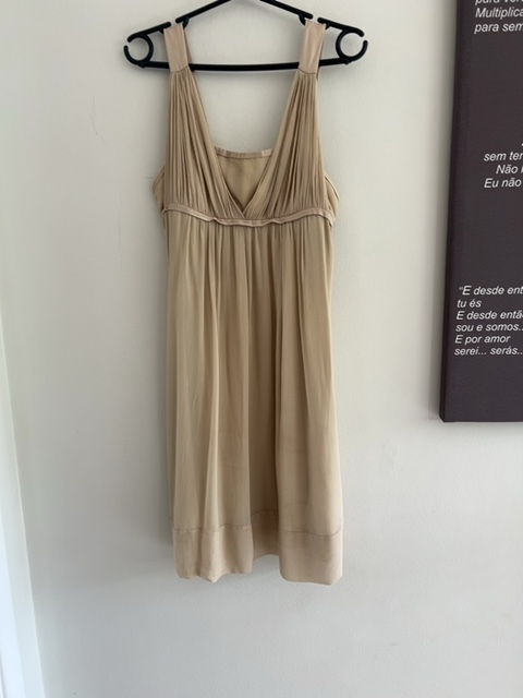 Vestido bege de seda grapeada Carlos Miele, M Sem marca - foto principal
