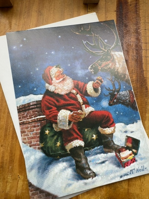 cartões de natal estilo vintage papai noel Sem marca Cinza, Azul, Vermelho - foto principal