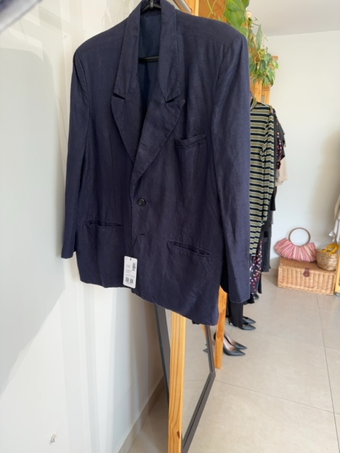 Blazer azul marinho de linho - sem marca azul, azul-marinho - foto principal