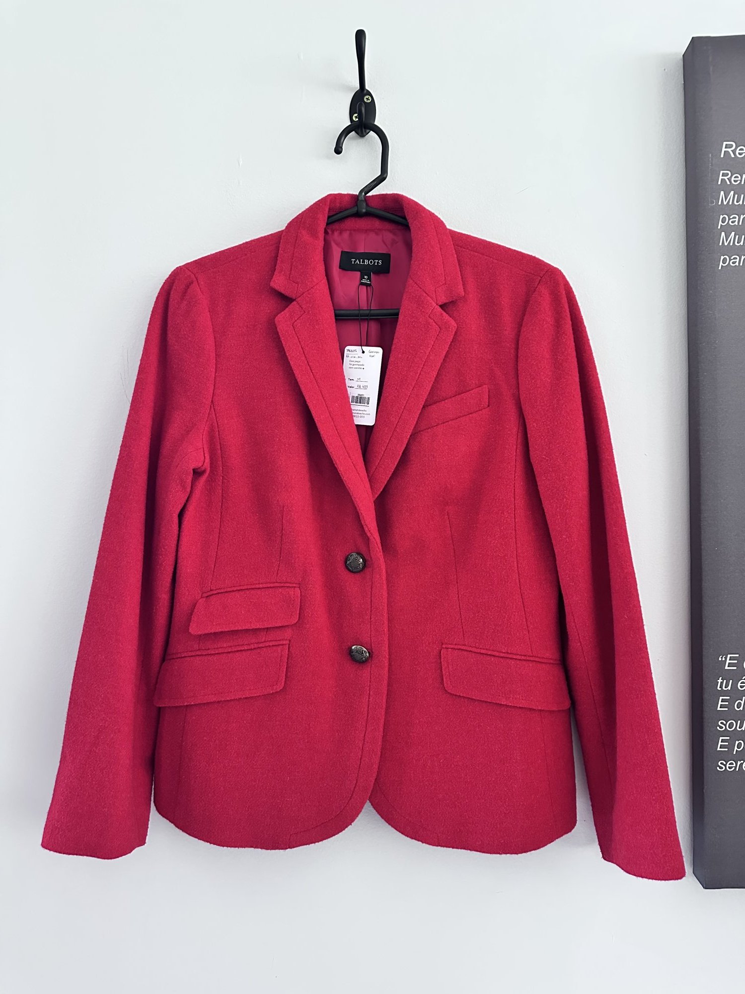 Blazer lã vermelha Talbots curto - M Sem marca Vermelho tamanho M - foto principal