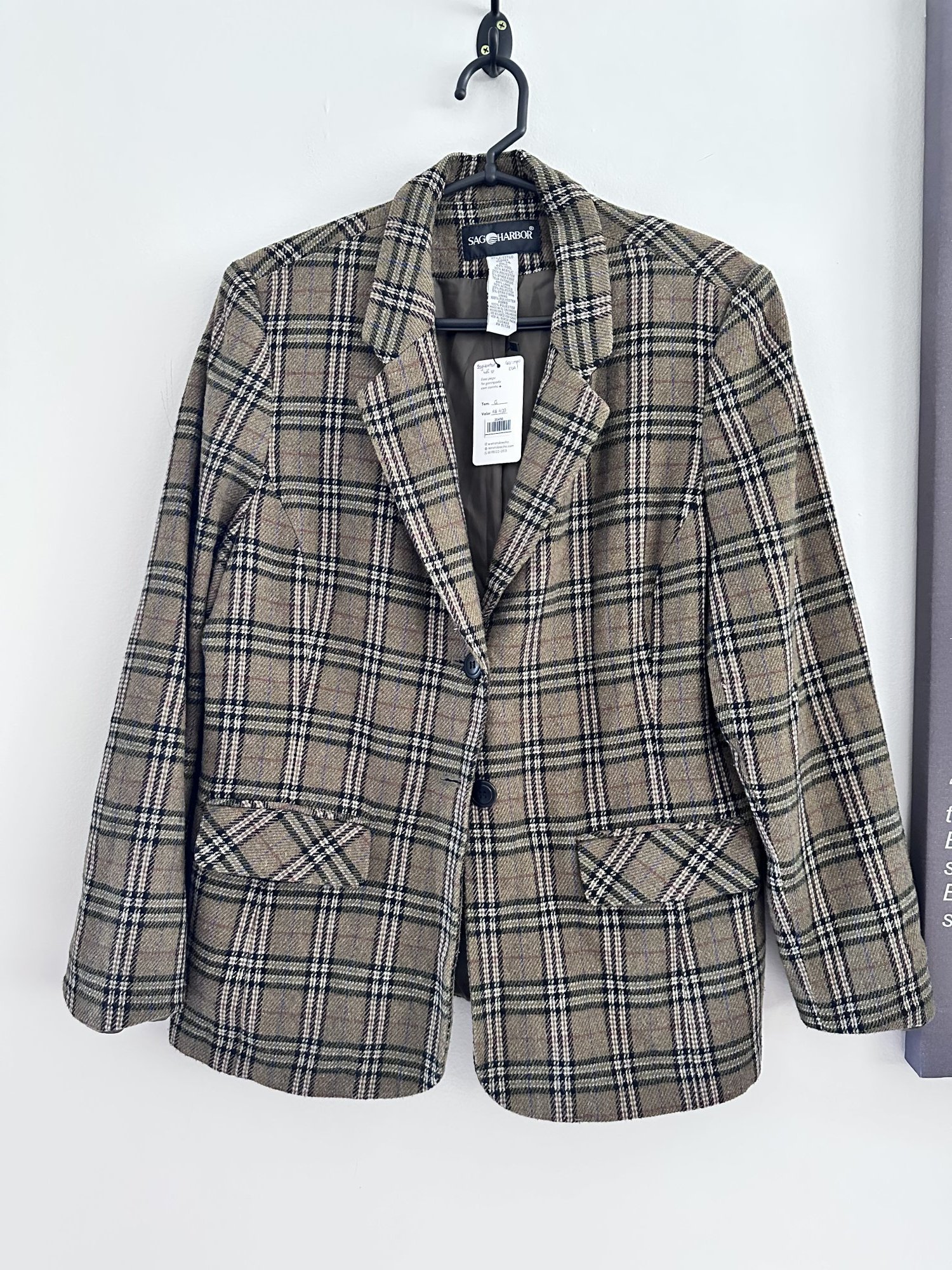 Blazer quadriculado listrado SagHarbor verde marrom - G/GG Sem marca tamanho G/GG - foto principal