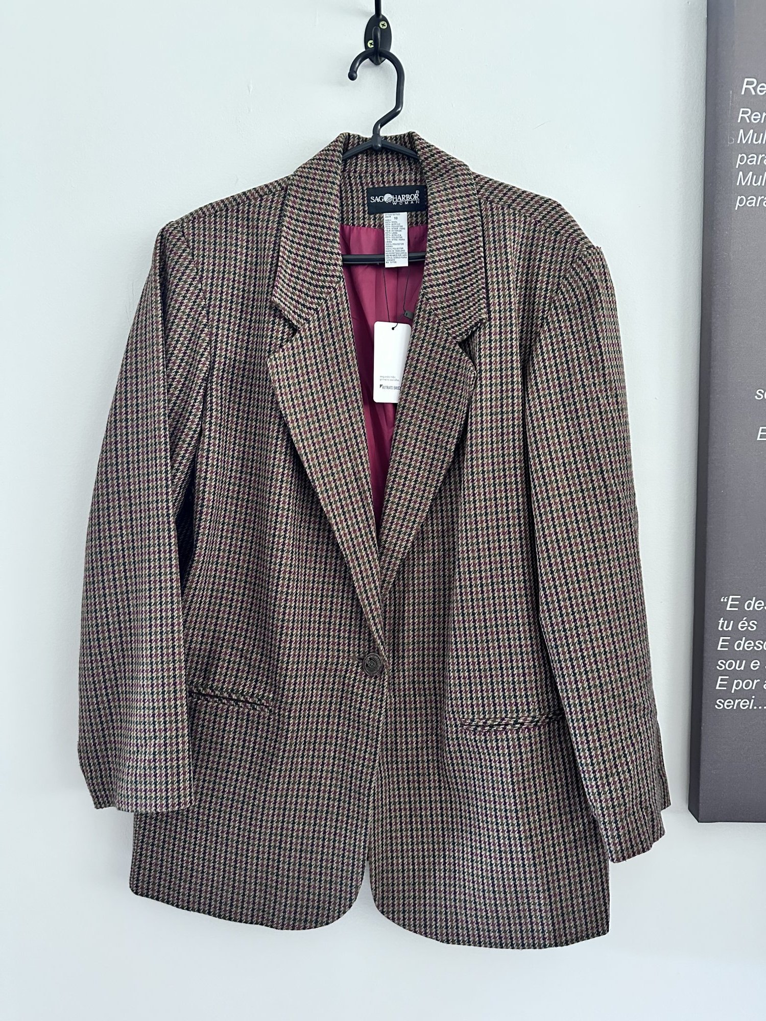 Blazer pied de poule colorido rosa verde caramelo SagHarbor - GG Sem marca rosa, verde, marrom tamanho GG - foto principal