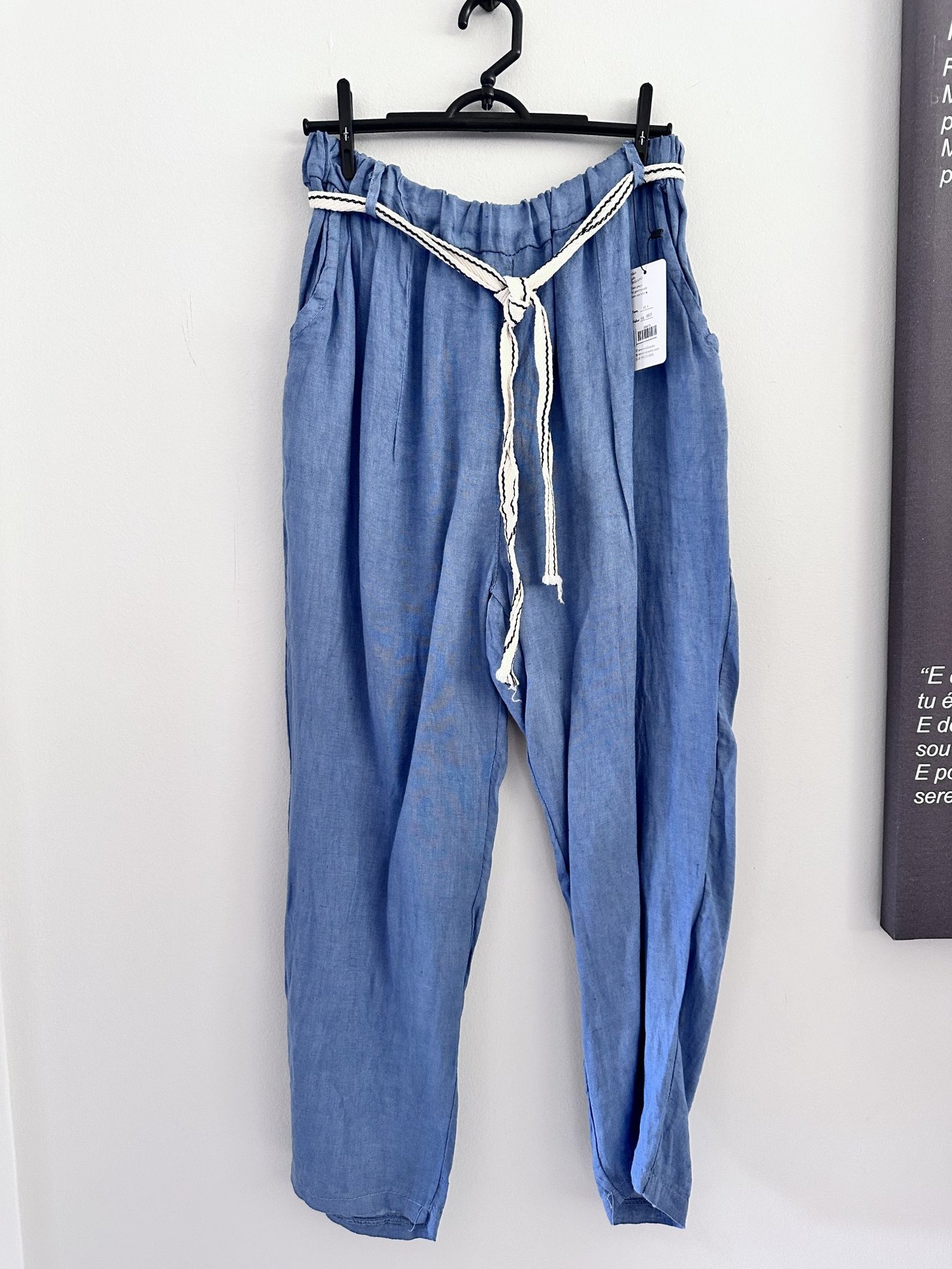 Calça azul médio linho puro Belle France - M/G Sem marca tamanho M/G - foto principal