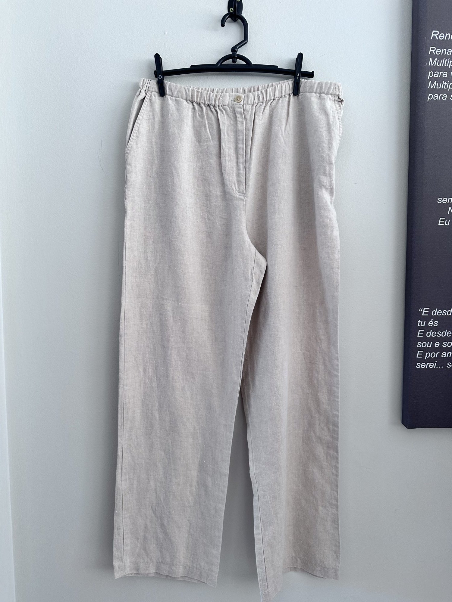 Calça alfaitaria areia JM Collection by Jennifer Moore linho 12- M/G · bege — foto 1 - tamanho M/G
