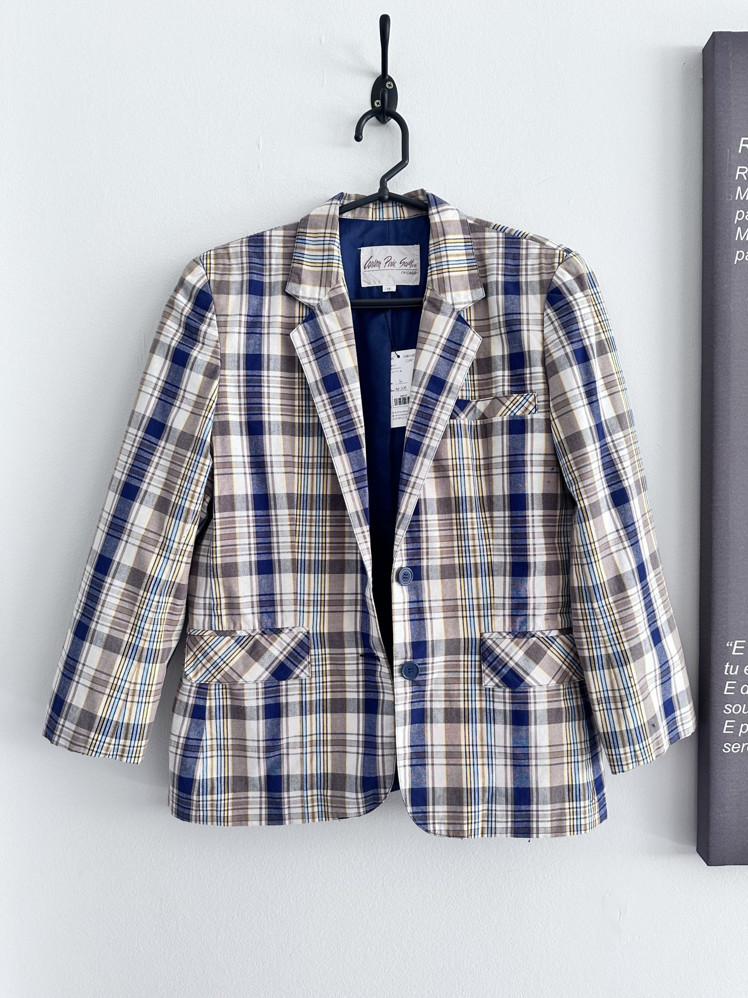 Blazer xadrez nude marrom e azul Carson Pirie Scott vintage 14 - G Sem marca azul, marrom tamanho G - foto principal