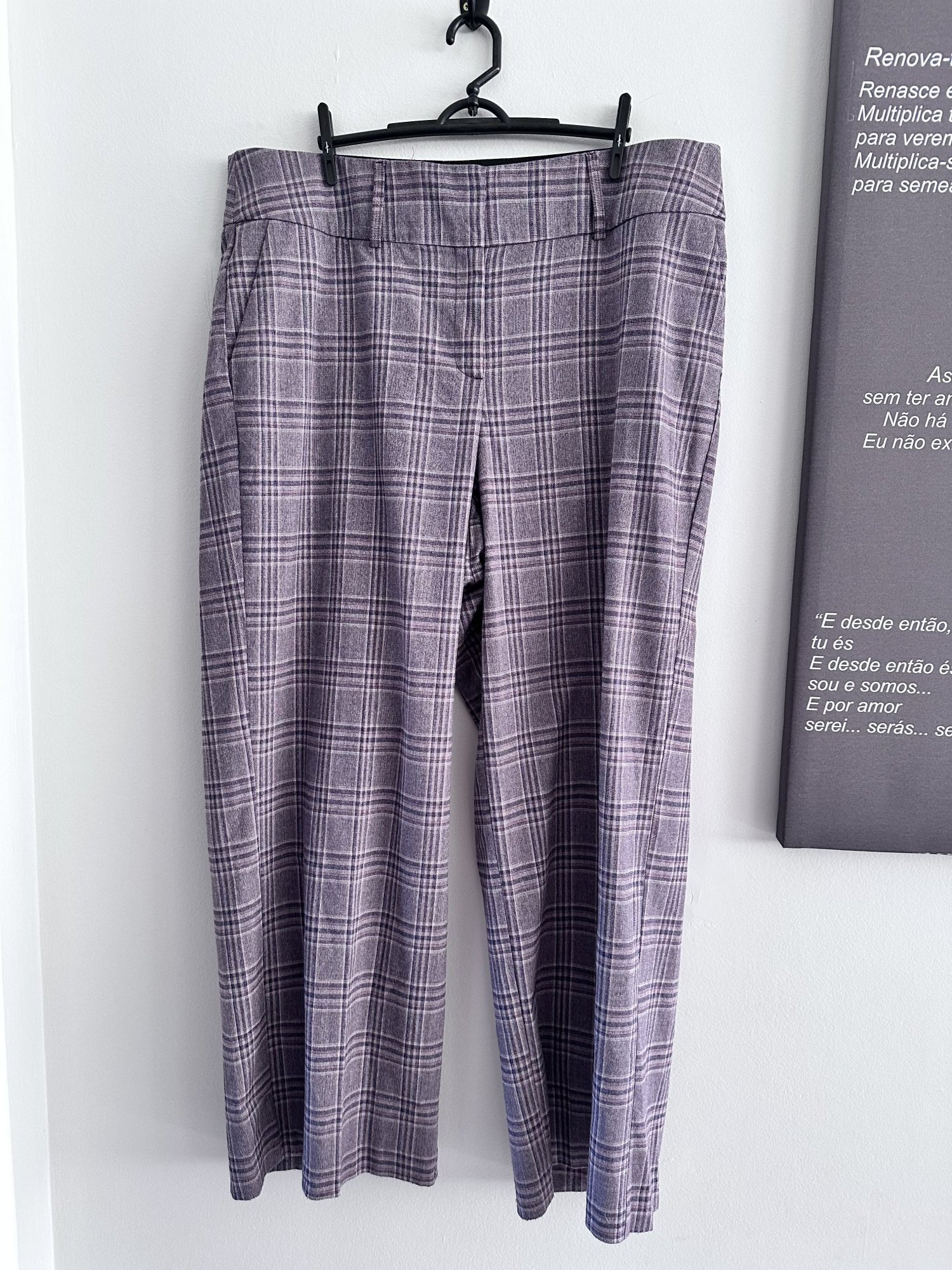 Calça alfaiataria xadrez cinza azul e rosa Lane Bryant lã 10 - 40 Sem marca azul, rosa, cinza tamanho 40 - foto principal