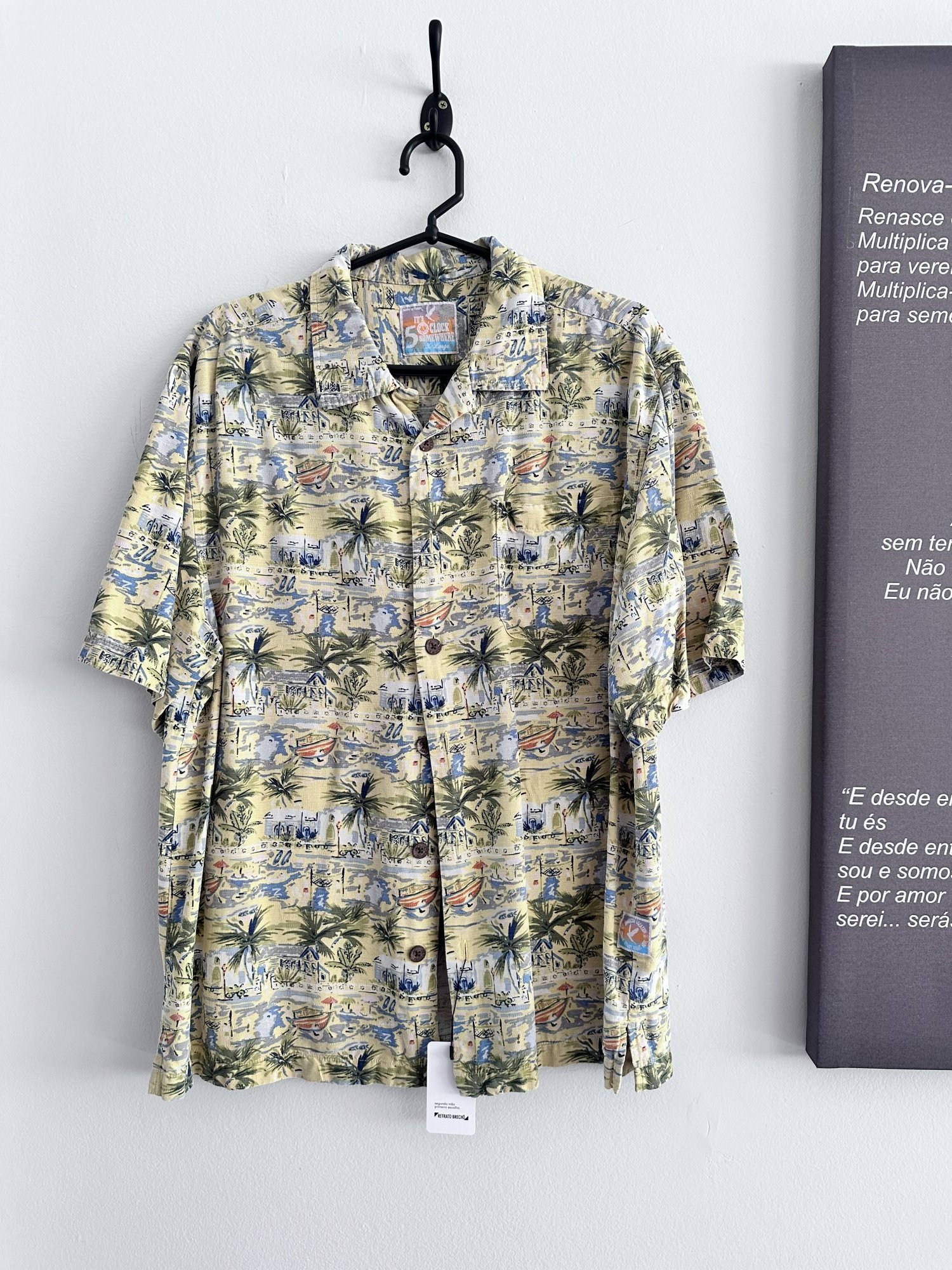 Camisa estampada tropical amarelo e verde 5 O' Clock Somewhere seda - G · verde, amarelo — foto 1 - tamanho G