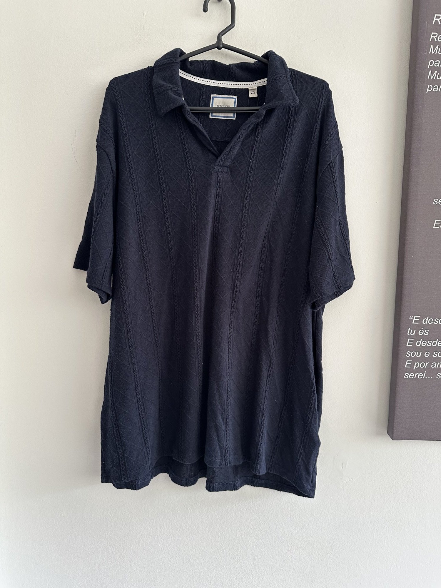Blusa azul marinho gola polo m/curta Brave Soul de algodão - GG Sem marca azul, azul-marinho tamanho GG - foto principal