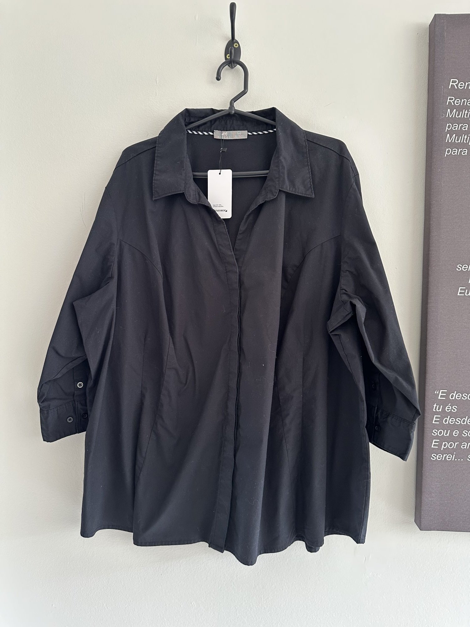 Camisa preta oversize m/longa Lee - 4G · Preto — foto 1