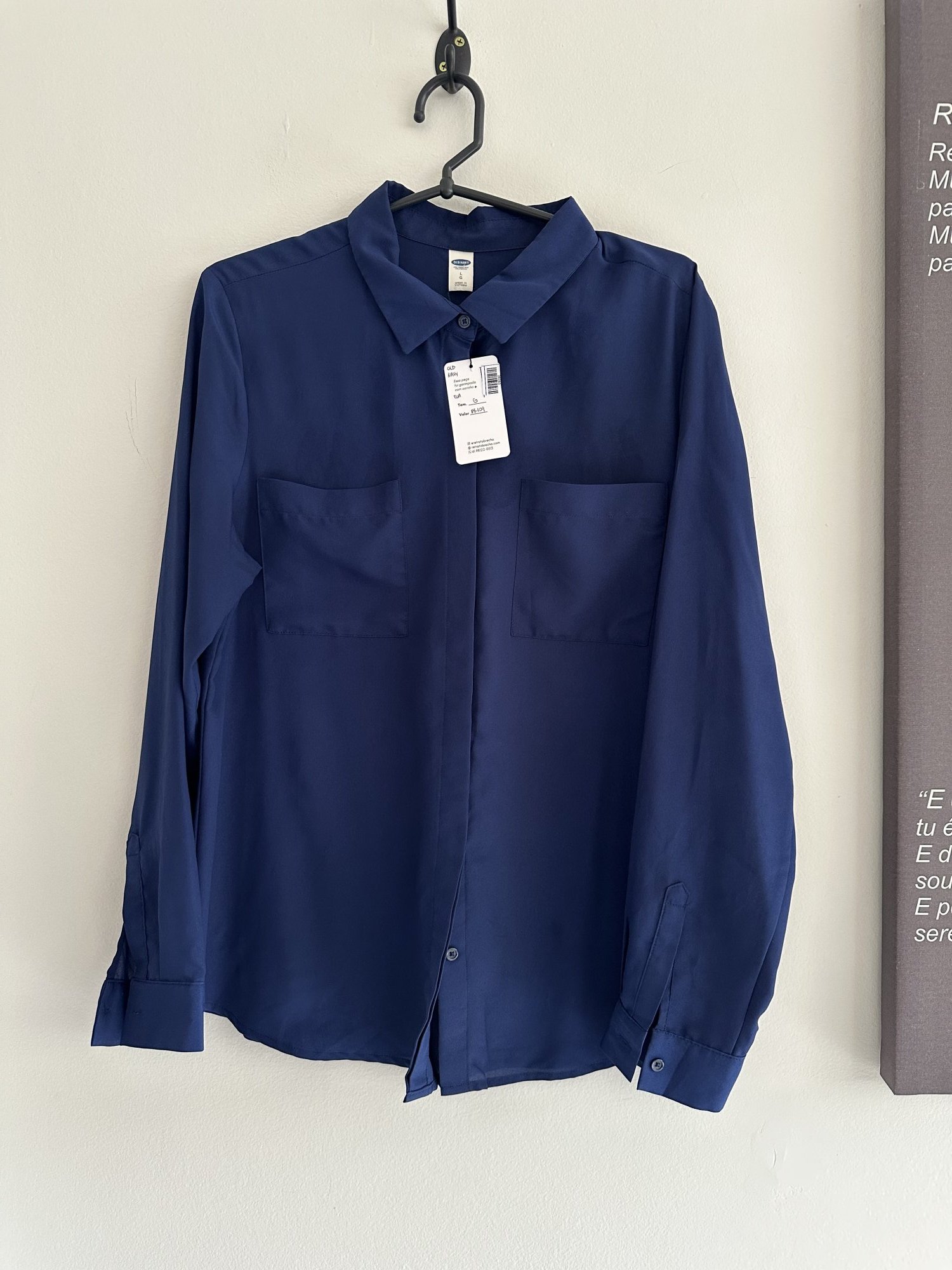 Camisa azul escuro m/longa Old Navy - G Sem marca azul, azul-marinho tamanho G - foto principal
