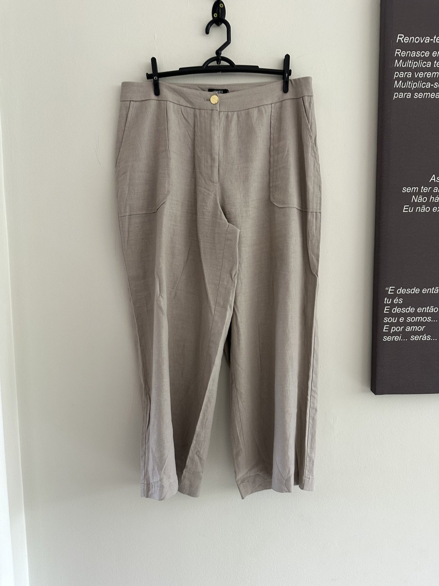 Calça alfaiataria acinzentado Jones New York linho 8 -38/40 Sem marca Marrom, Cinza tamanho 38/40 - foto principal