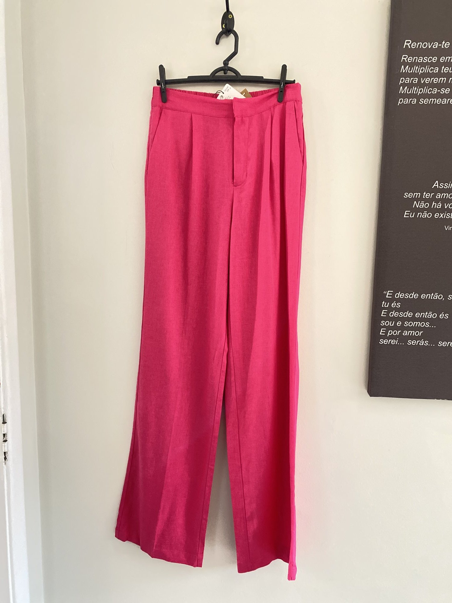 Calça reta rosa Love Tree de linho - M Sem marca tamanho M - foto principal
