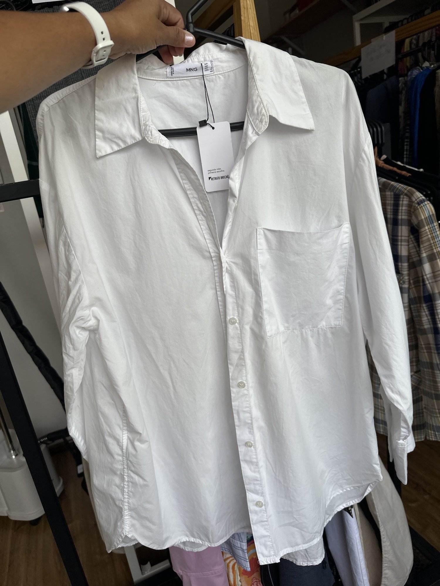 Camisa branca m/longa MNG de algodão - G Sem marca Branco tamanho G - foto principal